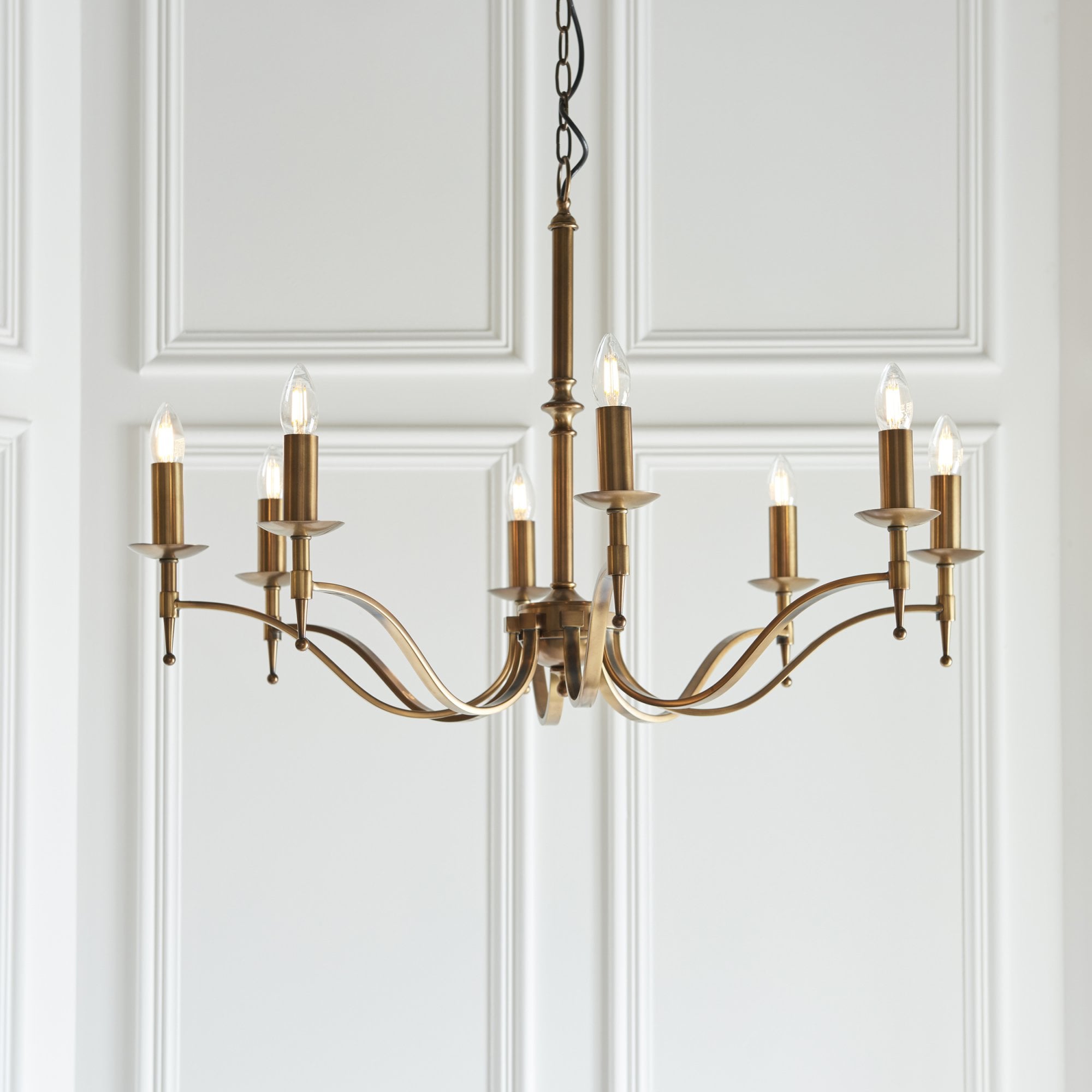Interiors 1900 Stanford 8 Light Pendant - Antique Brass