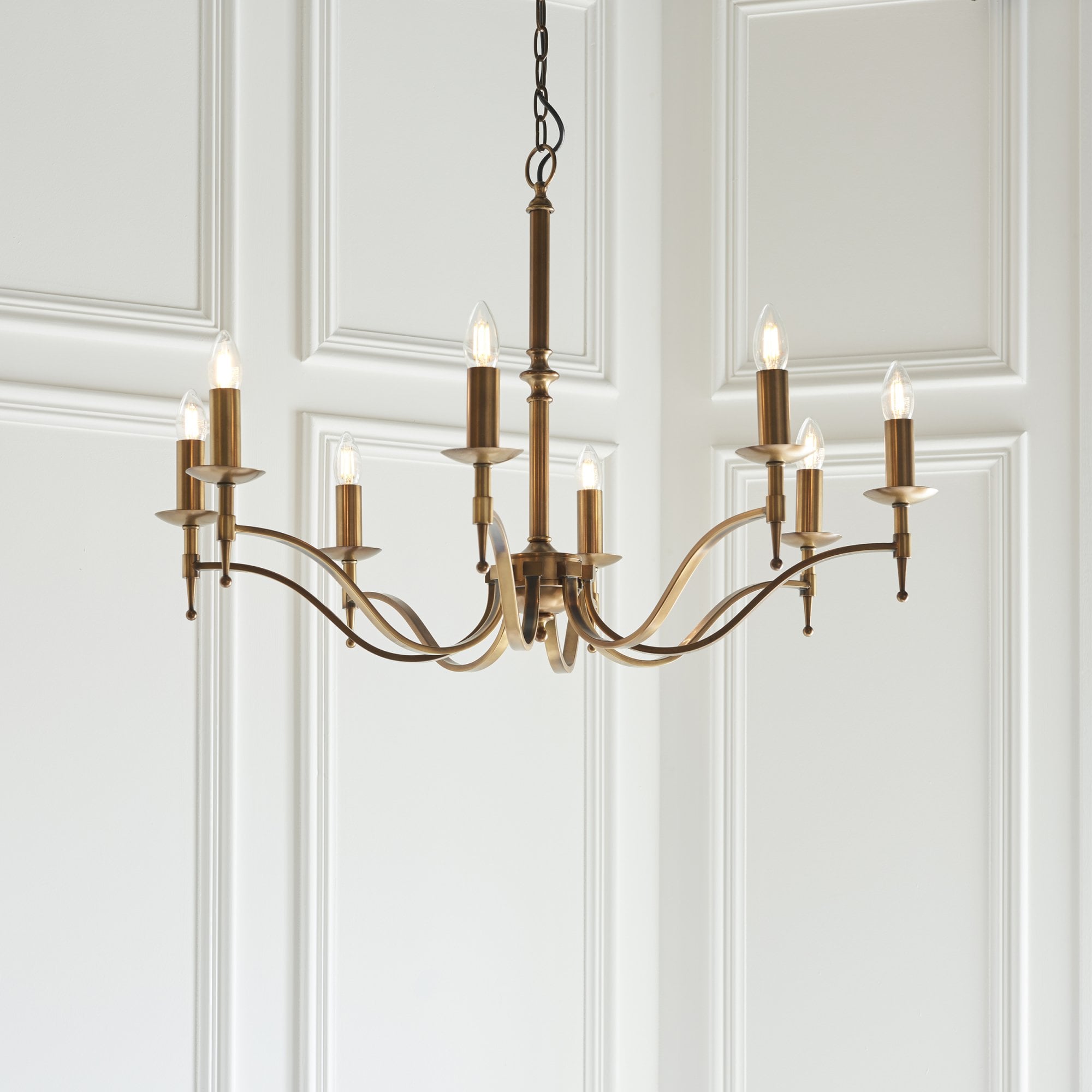 Interiors 1900 Stanford 8 Light Pendant - Antique Brass