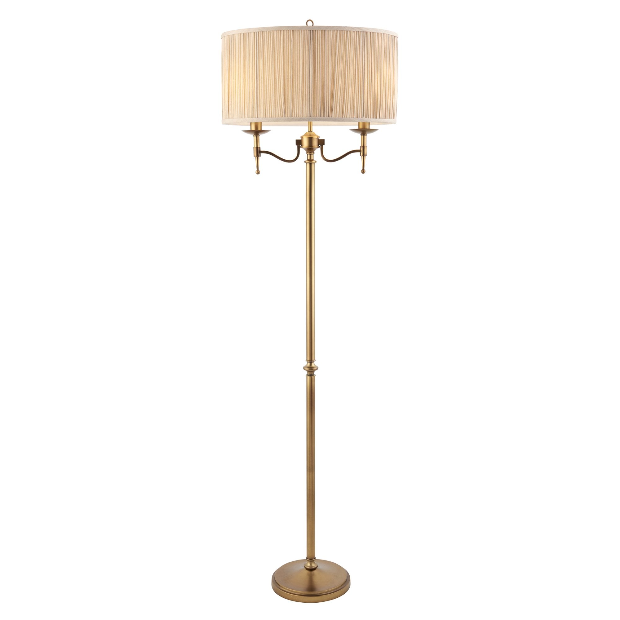 Interiors 1900 Stanford Floor Lamp - Antique Brass & Beige Shade