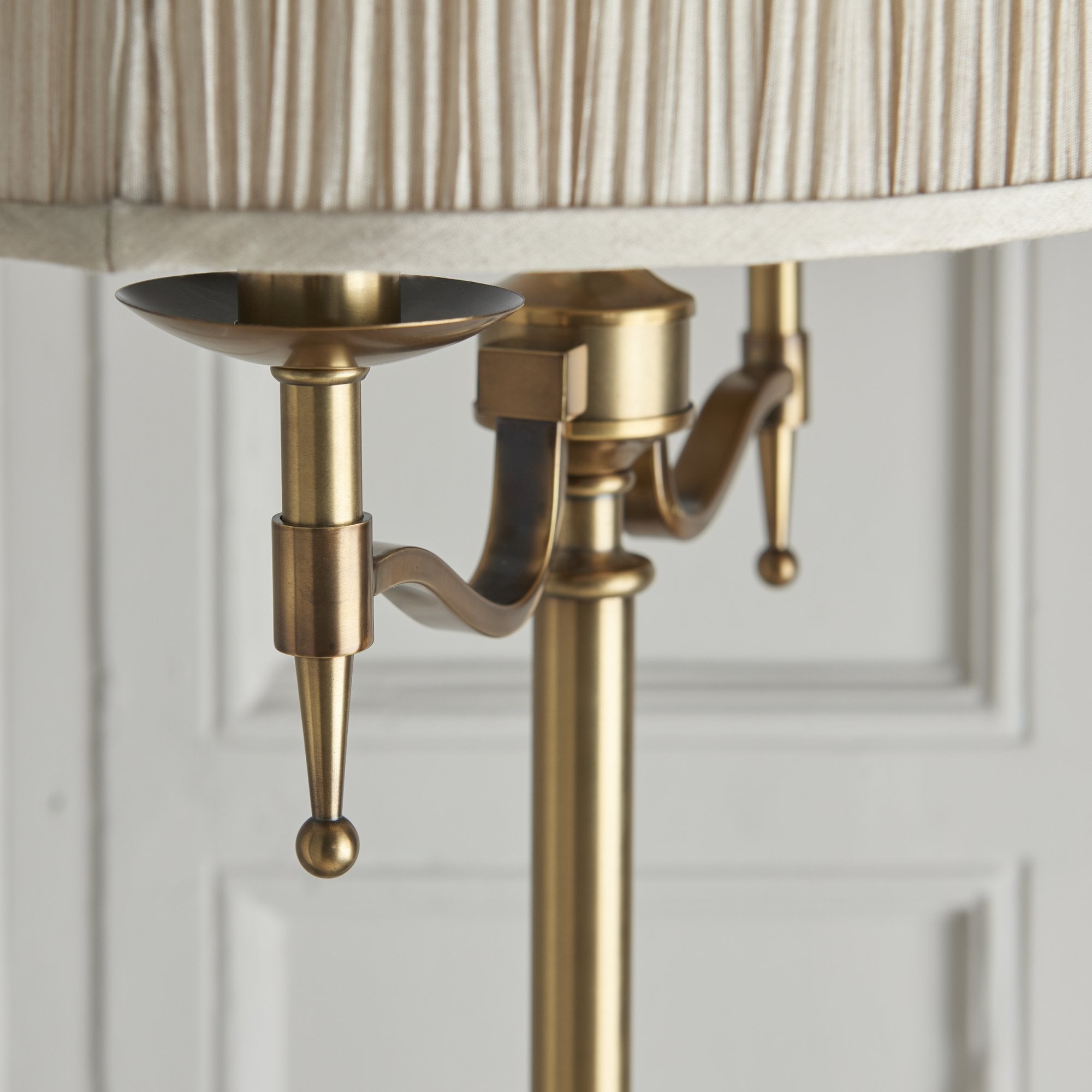 Interiors 1900 Stanford Floor Lamp - Antique Brass & Beige Shade