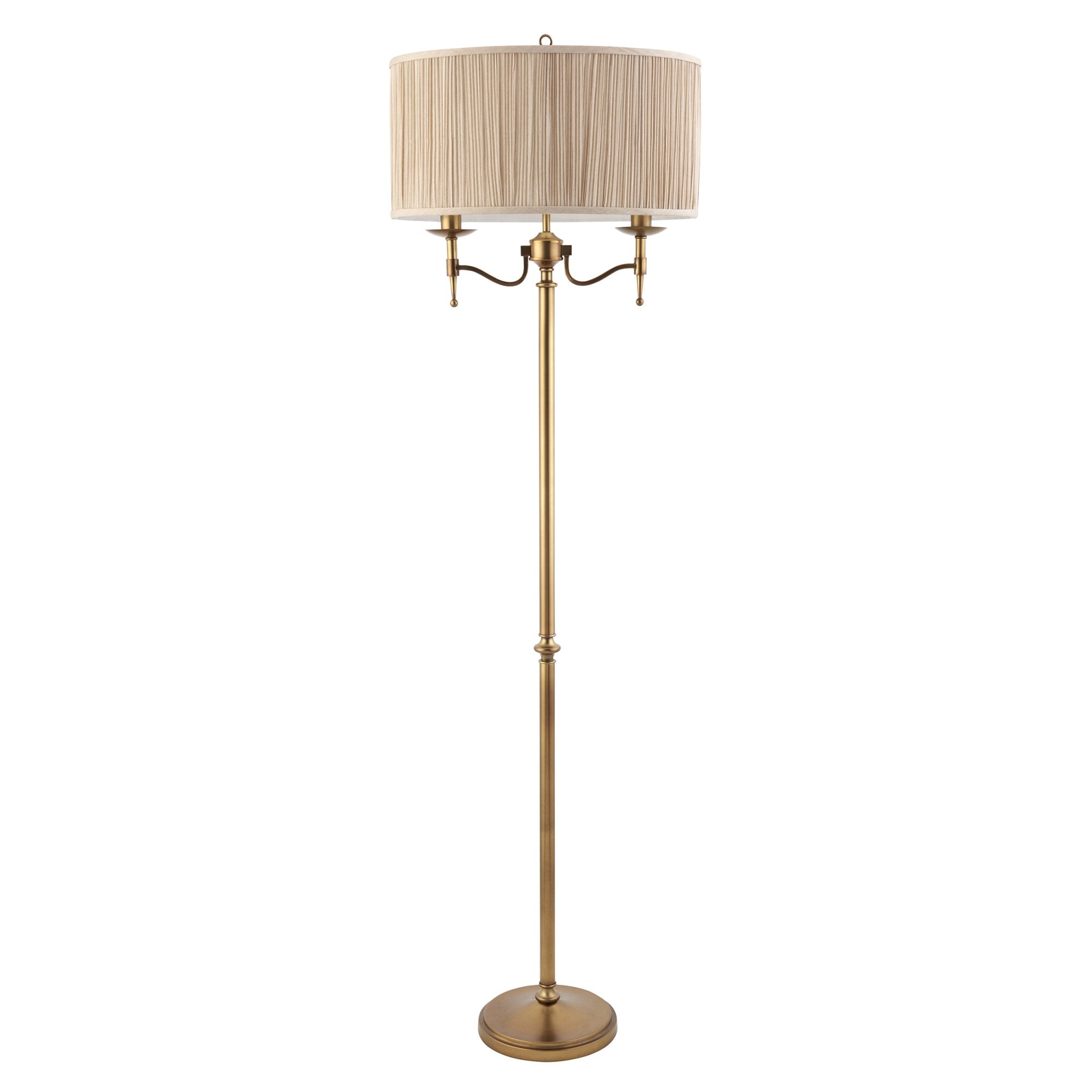 Interiors 1900 Stanford Floor Lamp - Antique Brass & Beige Shade