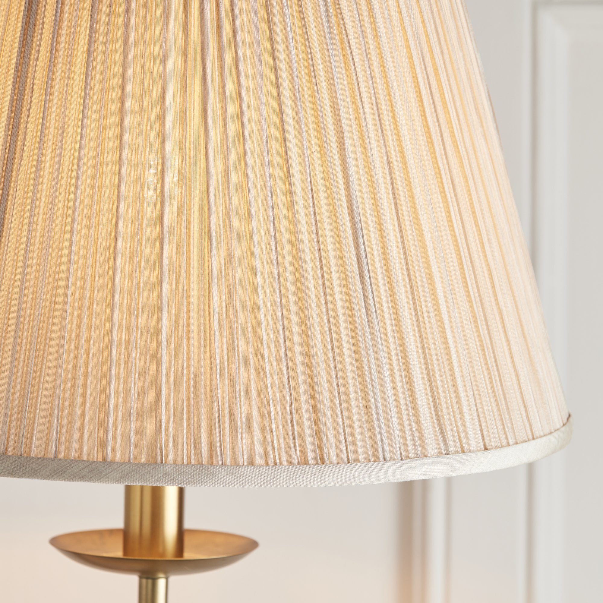 Interiors 1900 Stanford Swing Arm Floor Lamp - Antique Brass & Beige Shade