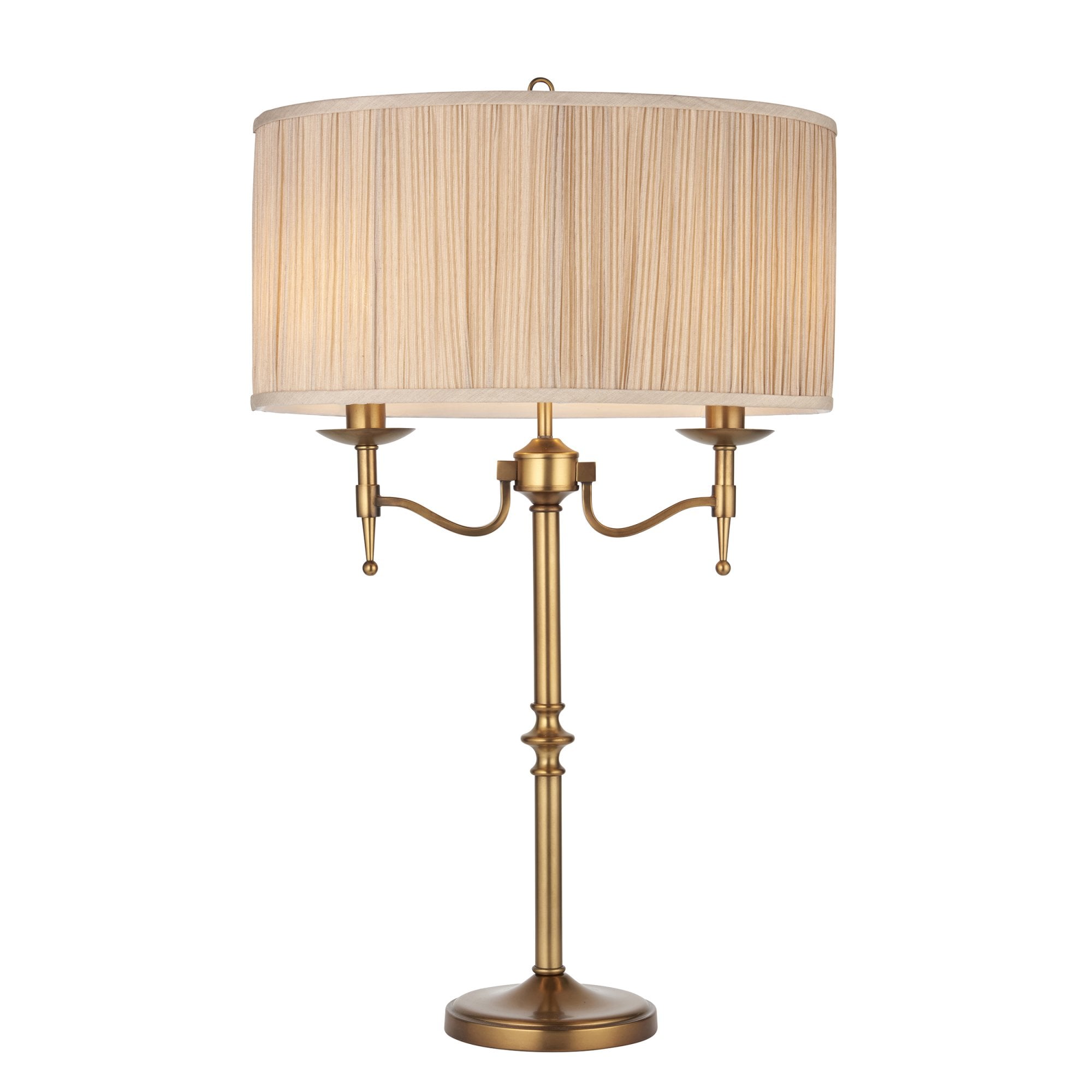 Interiors 1900 Stanford Table Lamp - Antique Brass & Beige Shade