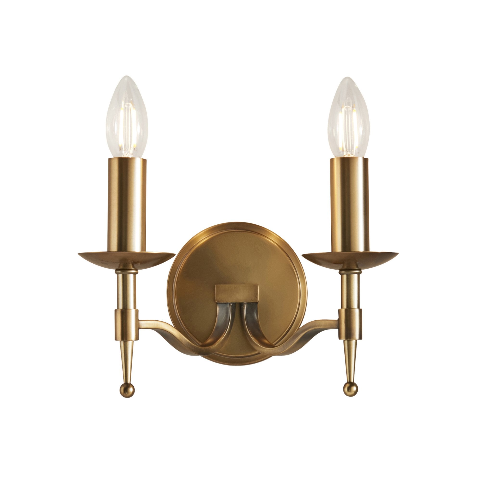 Interiors 1900 Stanford 2 Light Wall Light - Antique Brass
