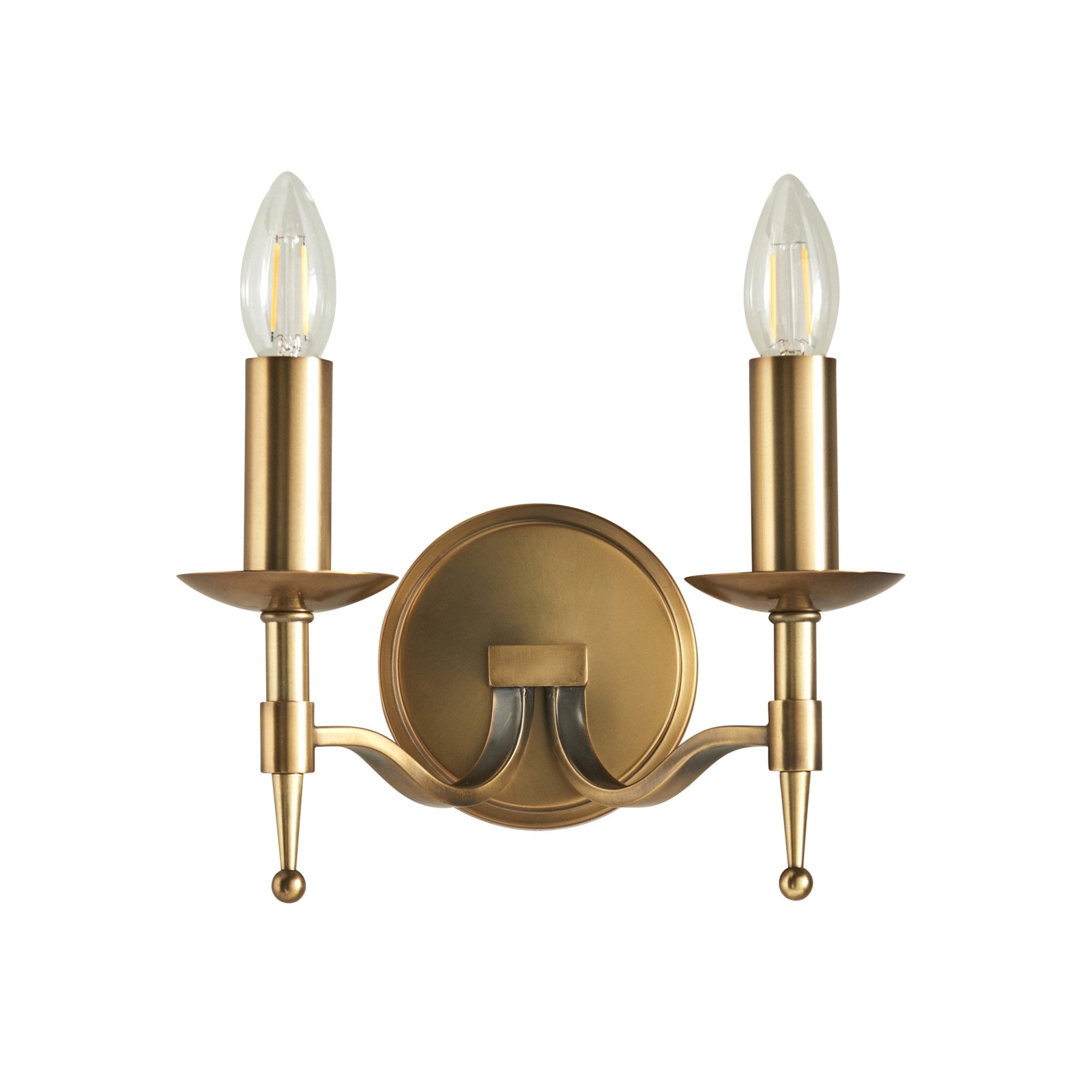 Interiors 1900 Stanford 2 Light Wall Light - Antique Brass