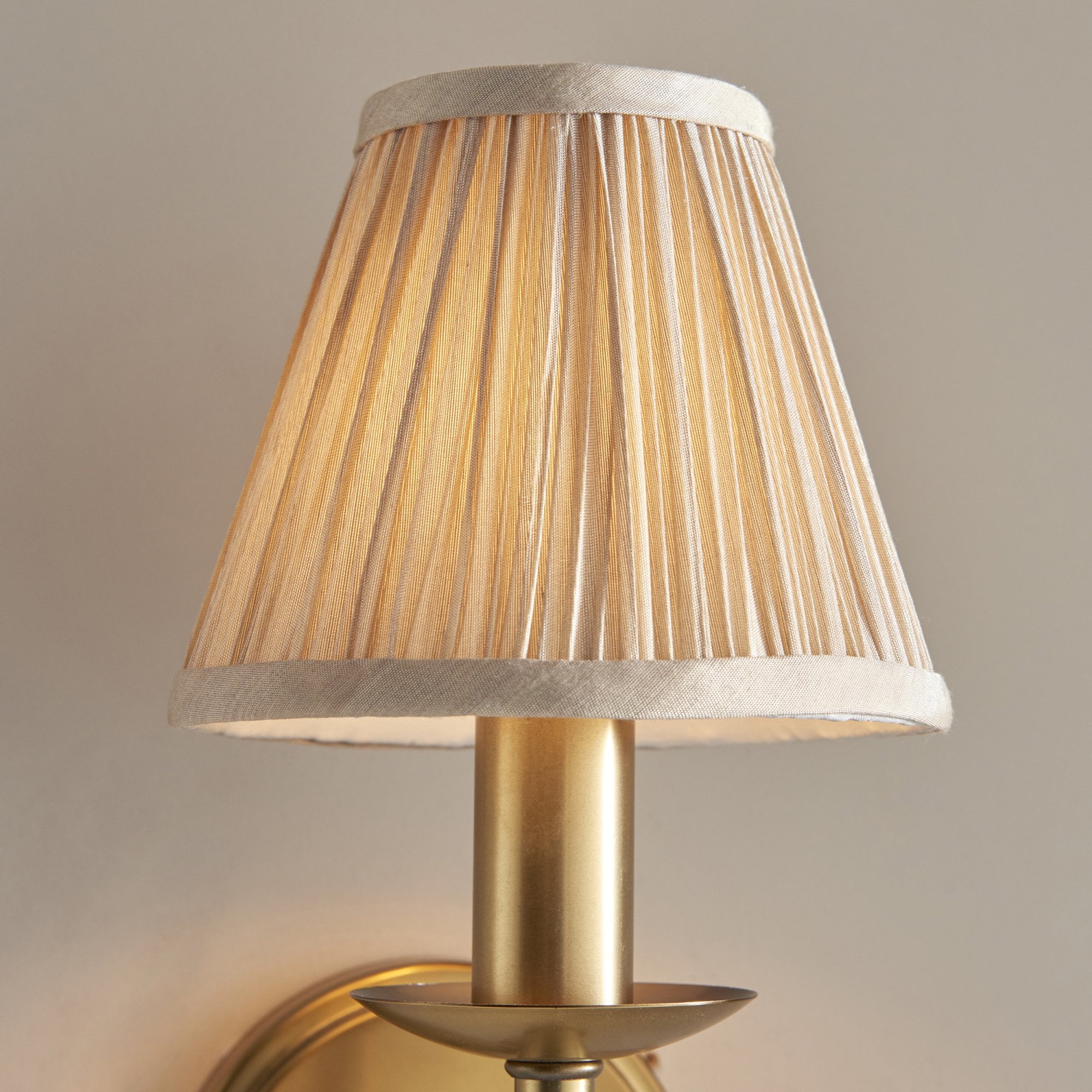 Interiors 1900 Stanford Single Wall Light - Antique Brass & Beige Organza Shade