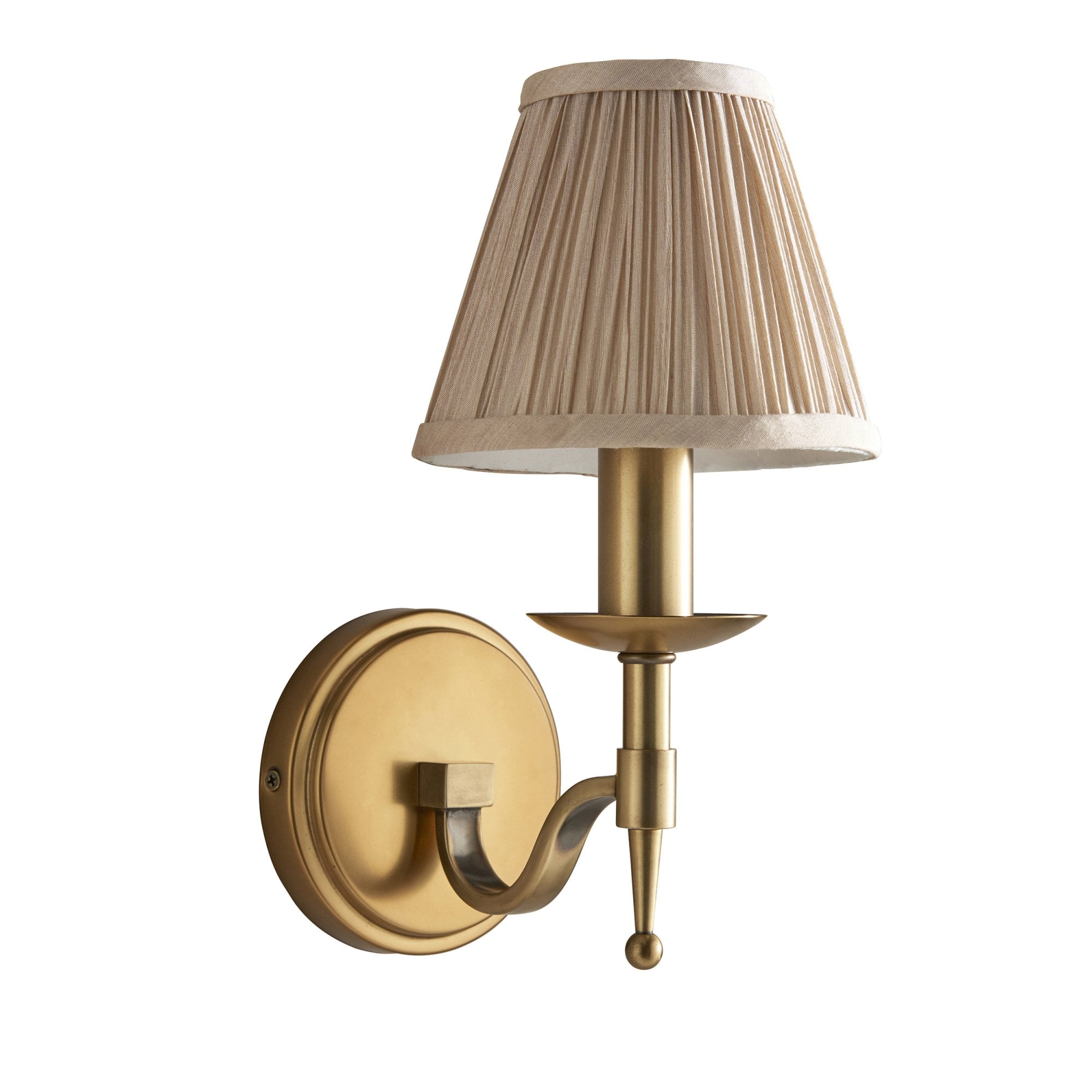 Interiors 1900 Stanford Single Wall Light - Antique Brass & Beige Organza Shade