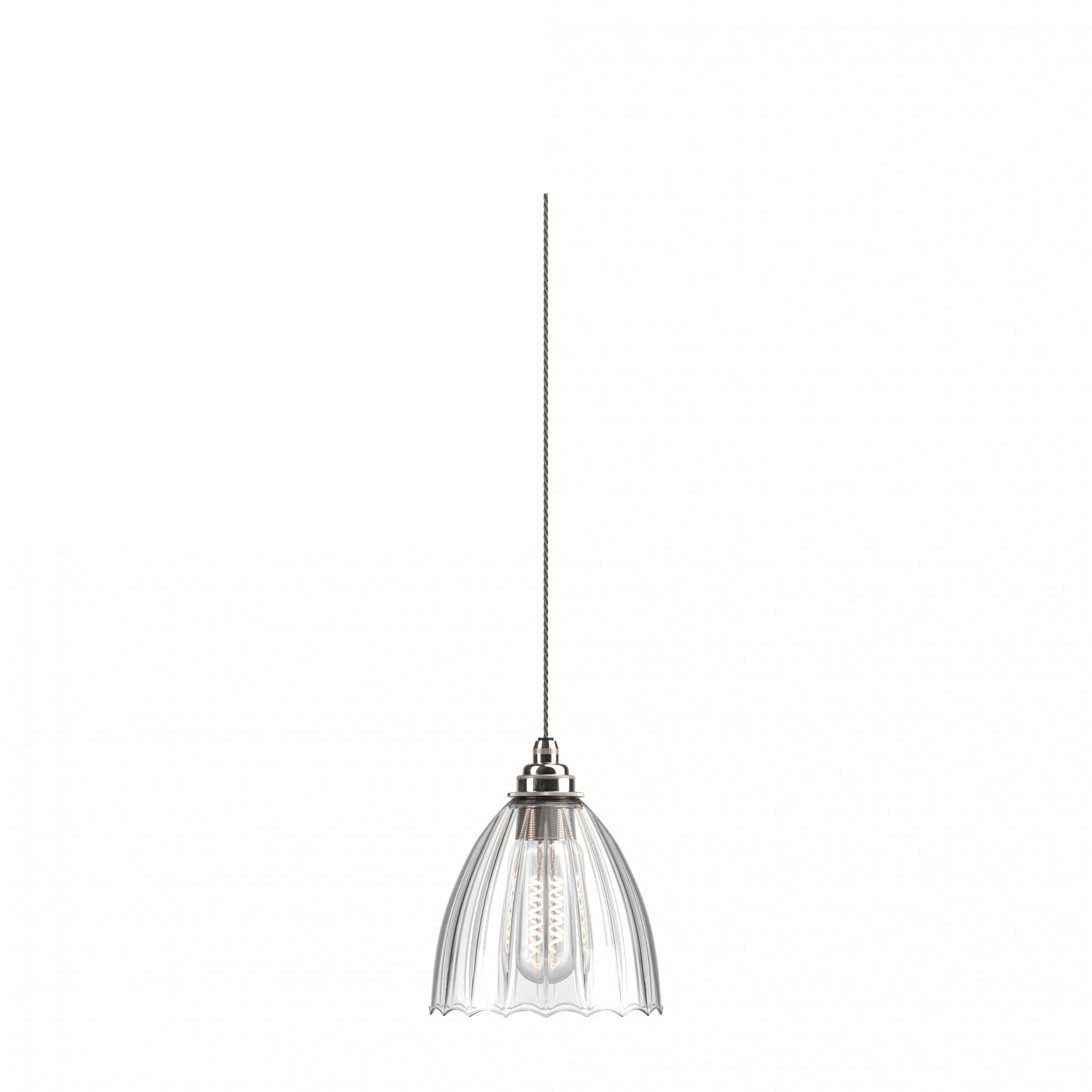 Fritz Fryer Ledbury Ribbed Glass Pendant Light - Medium (Various Colour Options)