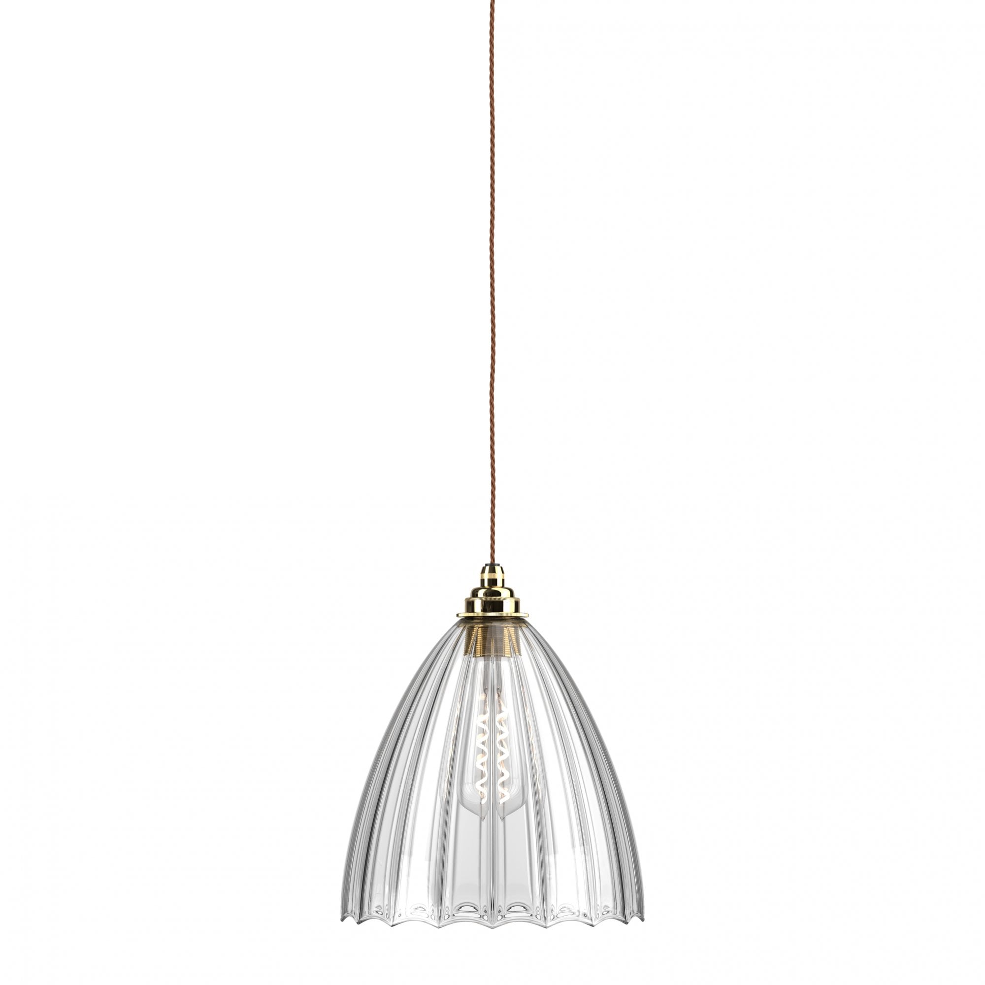 Fritz Fryer Ledbury Ribbed Glass Pendant Light - Large (Various Colour Options)