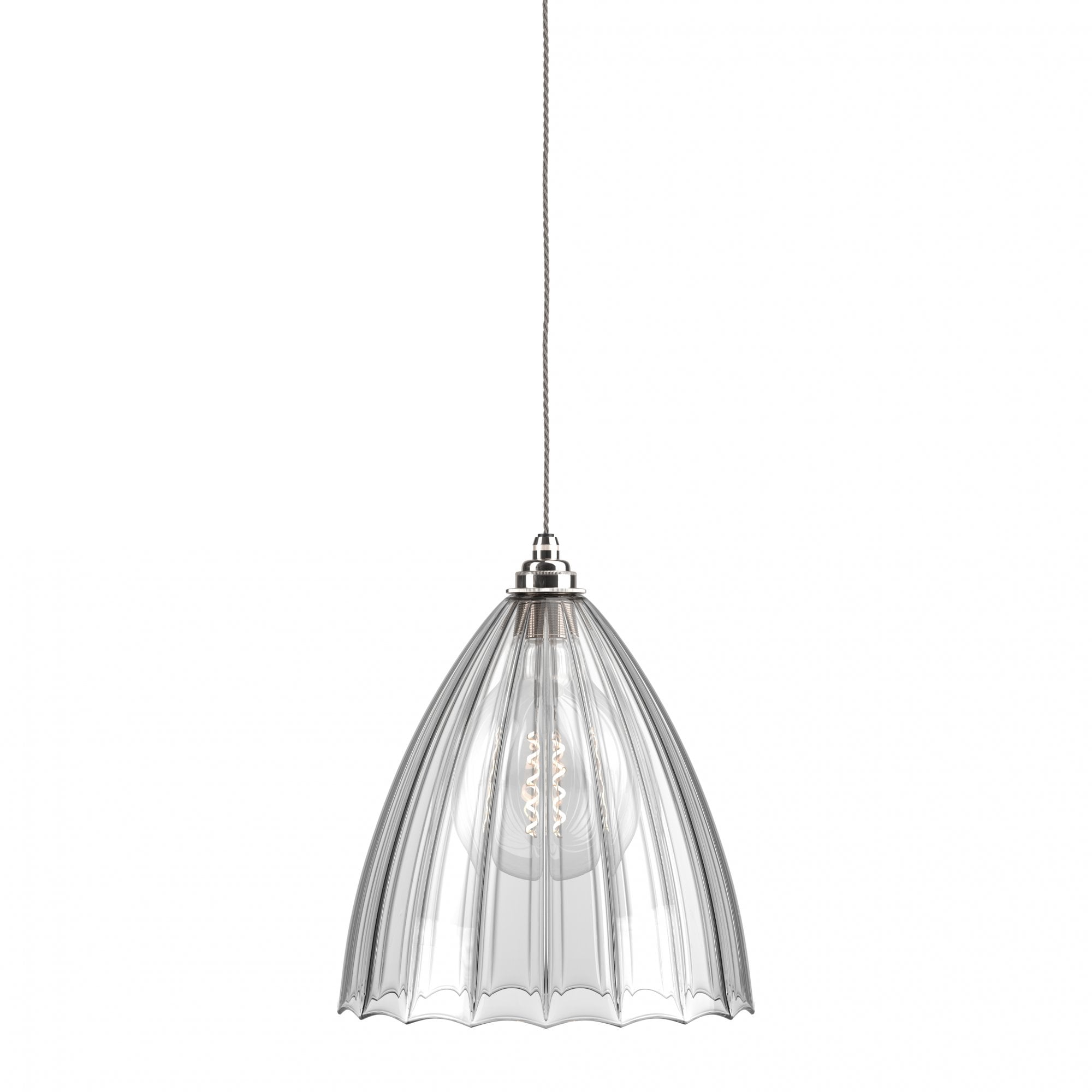 Fritz Fryer Ledbury Ribbed Glass Pendant Light - XL (Various Colour Options)