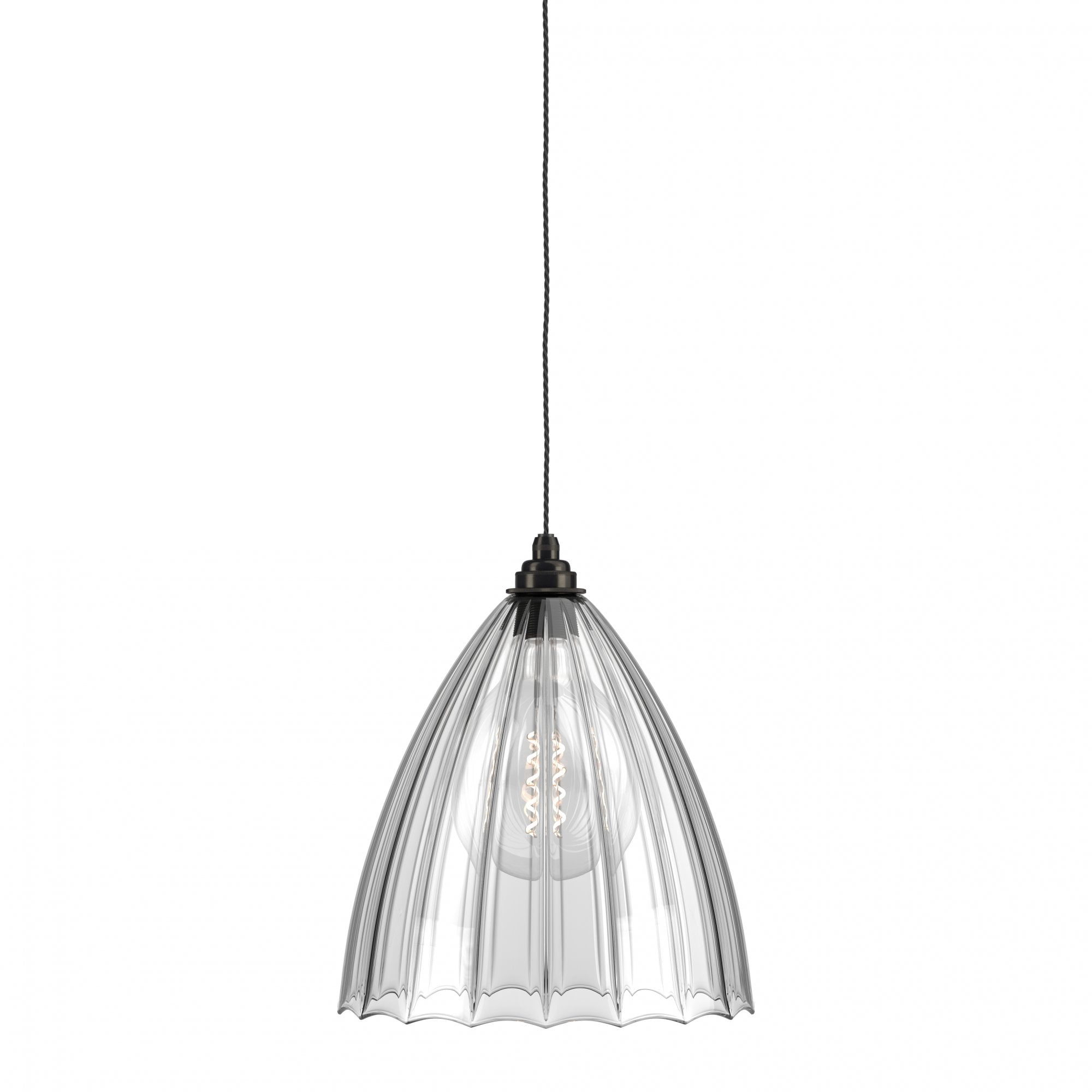 Fritz Fryer Ledbury Ribbed Glass Pendant Light - XL (Various Colour Options)