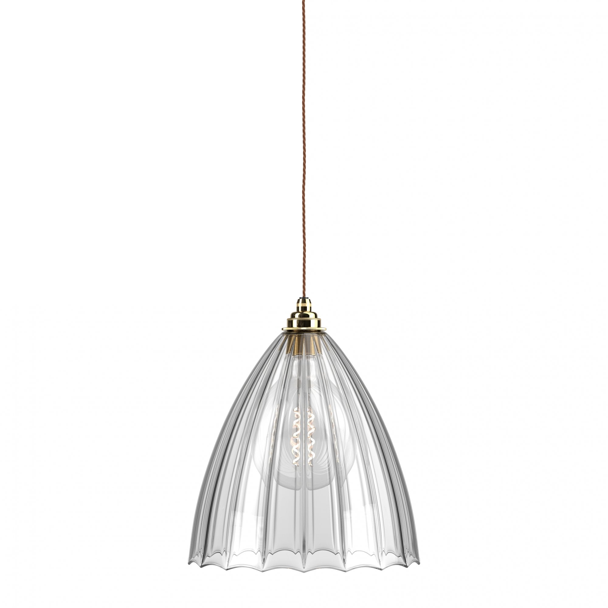 Fritz Fryer Ledbury Ribbed Glass Pendant Light - XL (Various Colour Options)