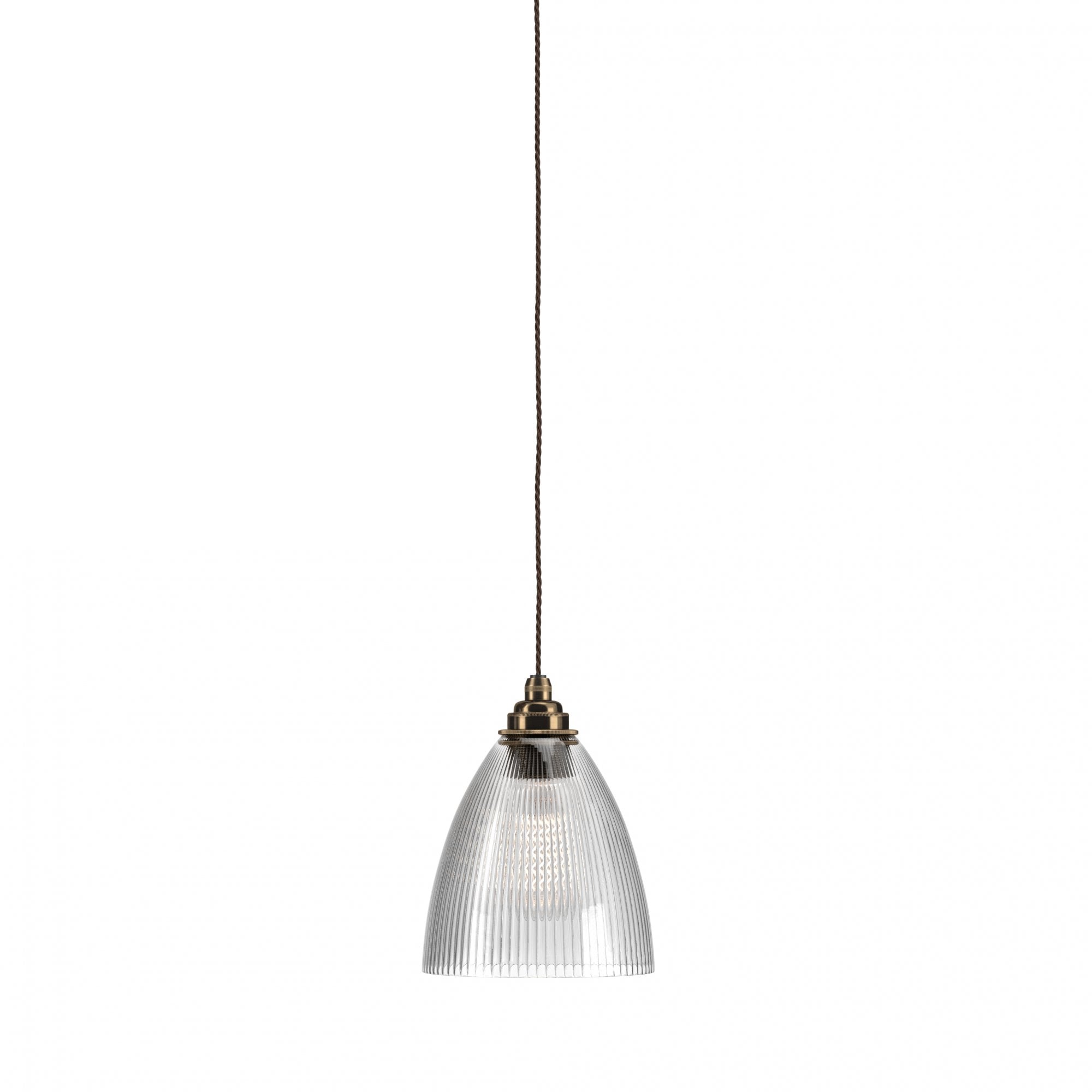 Fritz Fryer Ledbury Skinny Ribbed Glass Pendant Light - Medium (Various Colour Options)