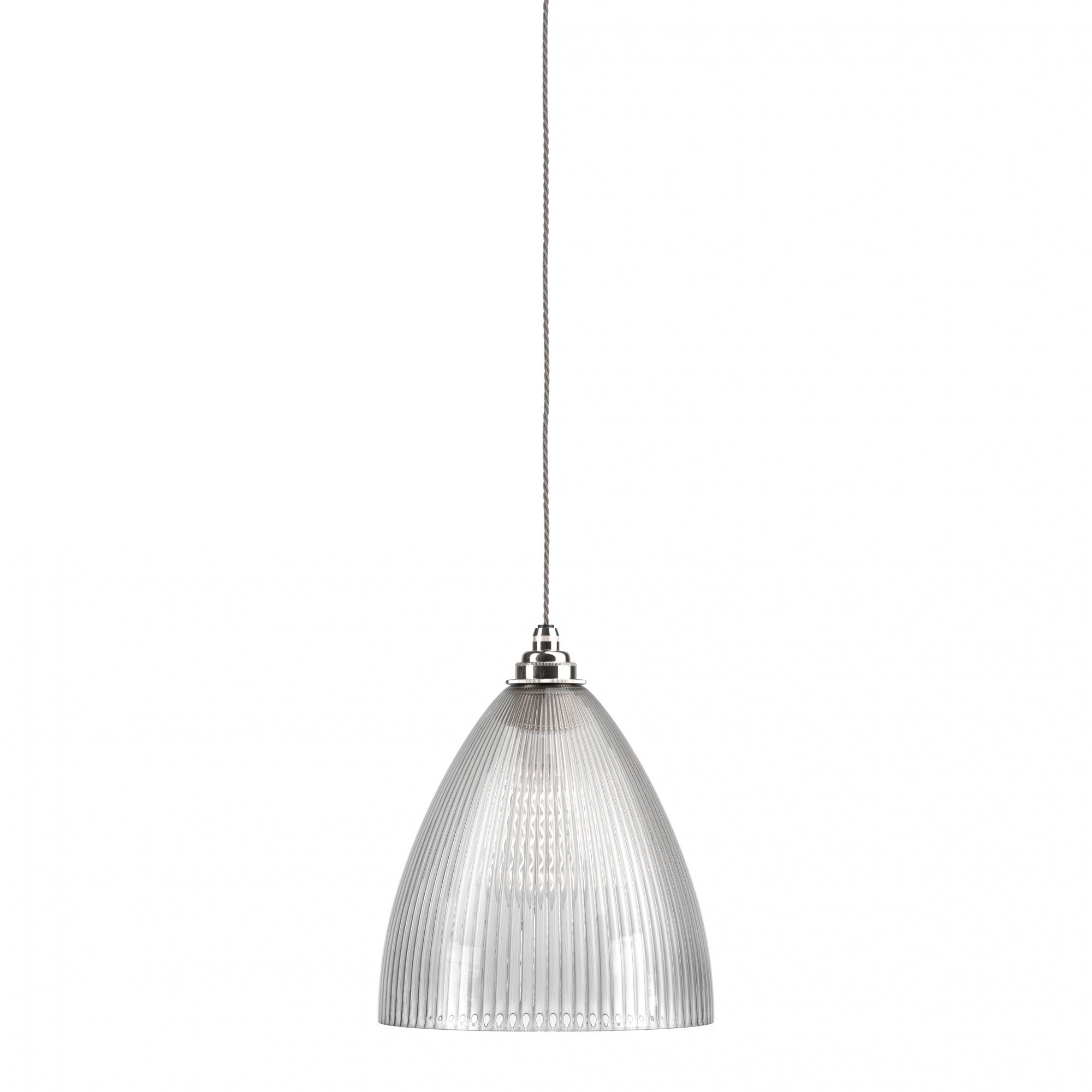Fritz Fryer Ledbury Skinny Ribbed Glass Pendant Light - Large (Various Colour Options)