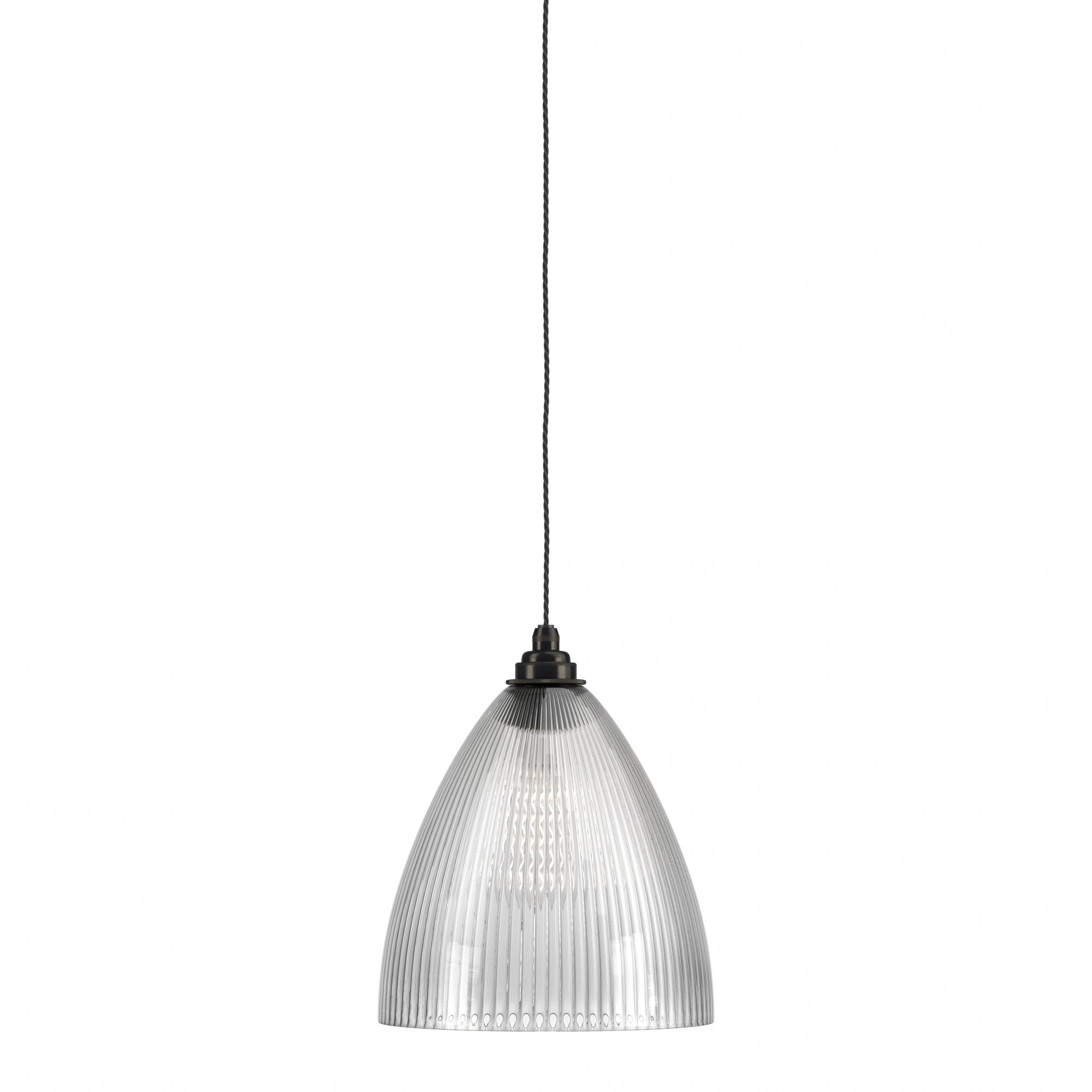 Fritz Fryer Ledbury Skinny Ribbed Glass Pendant Light - Large (Various Colour Options)