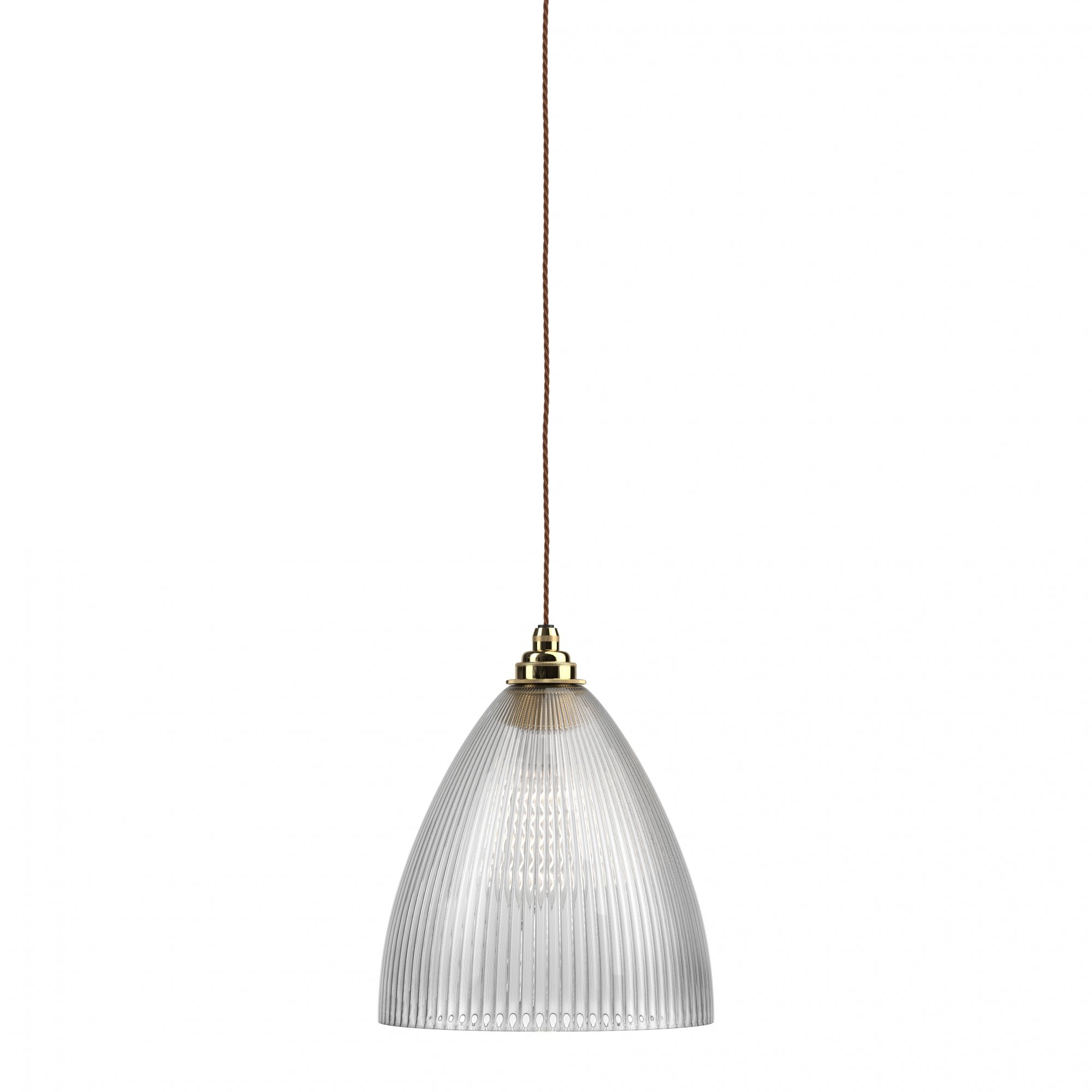 Fritz Fryer Ledbury Skinny Ribbed Glass Pendant Light - Large (Various Colour Options)