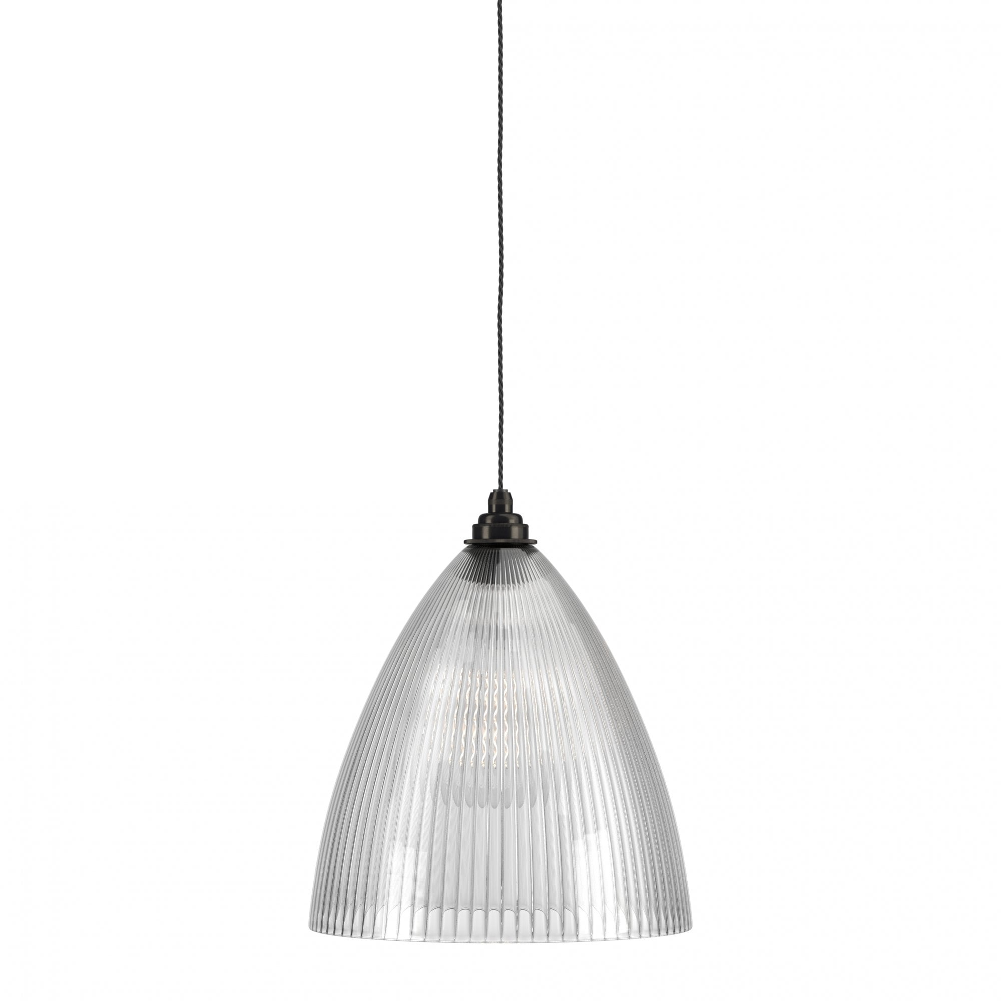 Fritz Fryer Ledbury Skinny Ribbed Glass Pendant Light - XL (Various Colour Options)