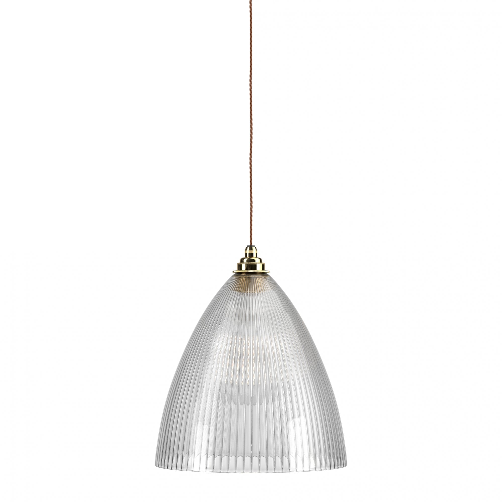Fritz Fryer Ledbury Skinny Ribbed Glass Pendant Light - XL (Various Colour Options)