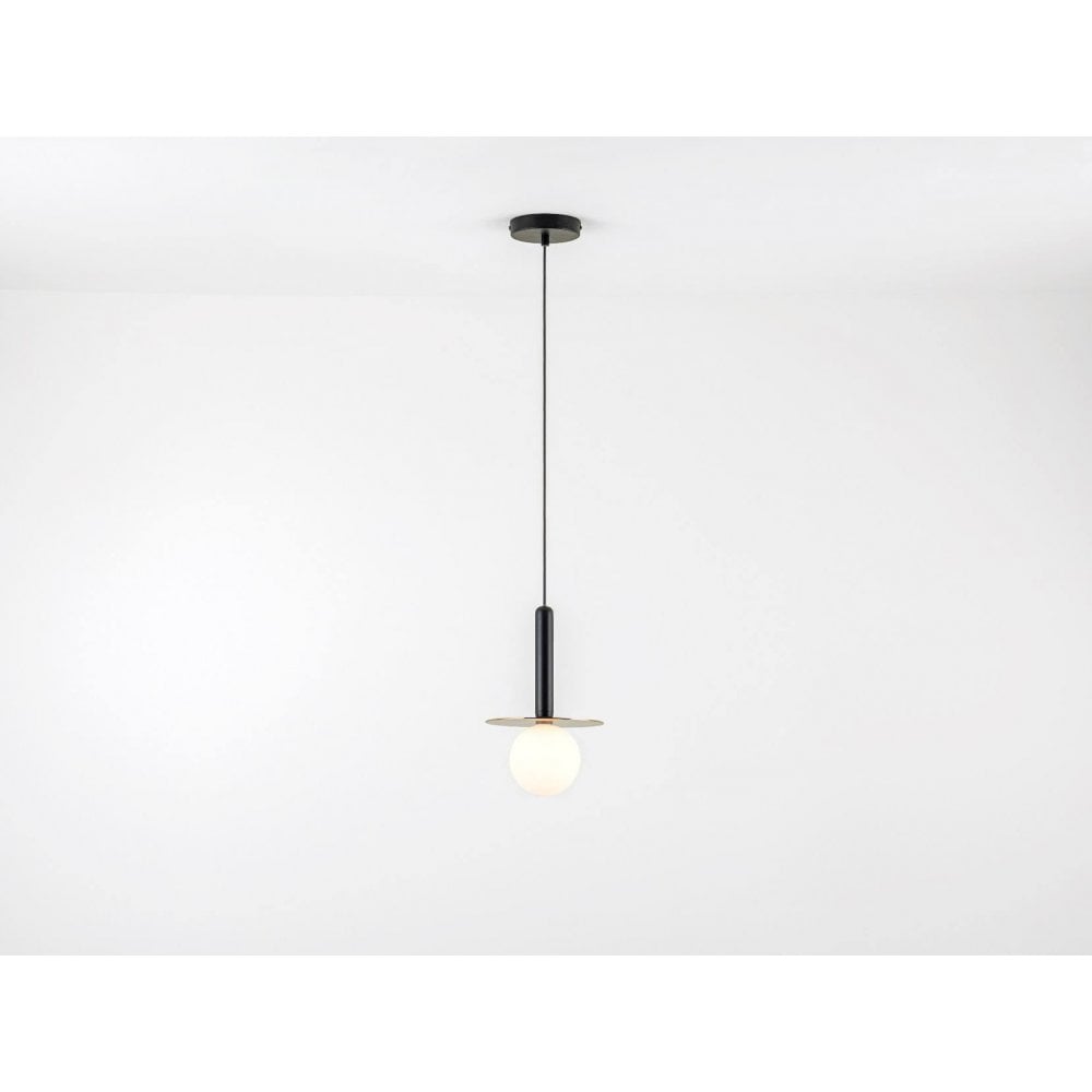 houseof. Plate Pendant Ceiling Light - Charcoal & Brass