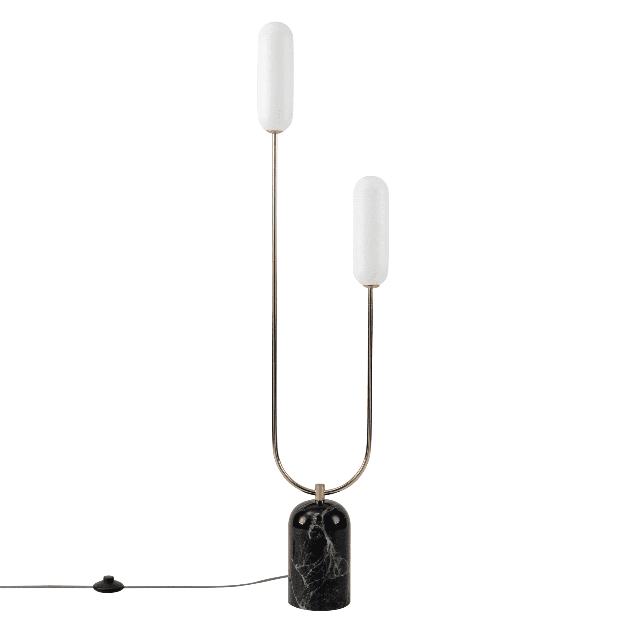 houseof. Marble Curve Floor Lamp - Brass & Green Marble