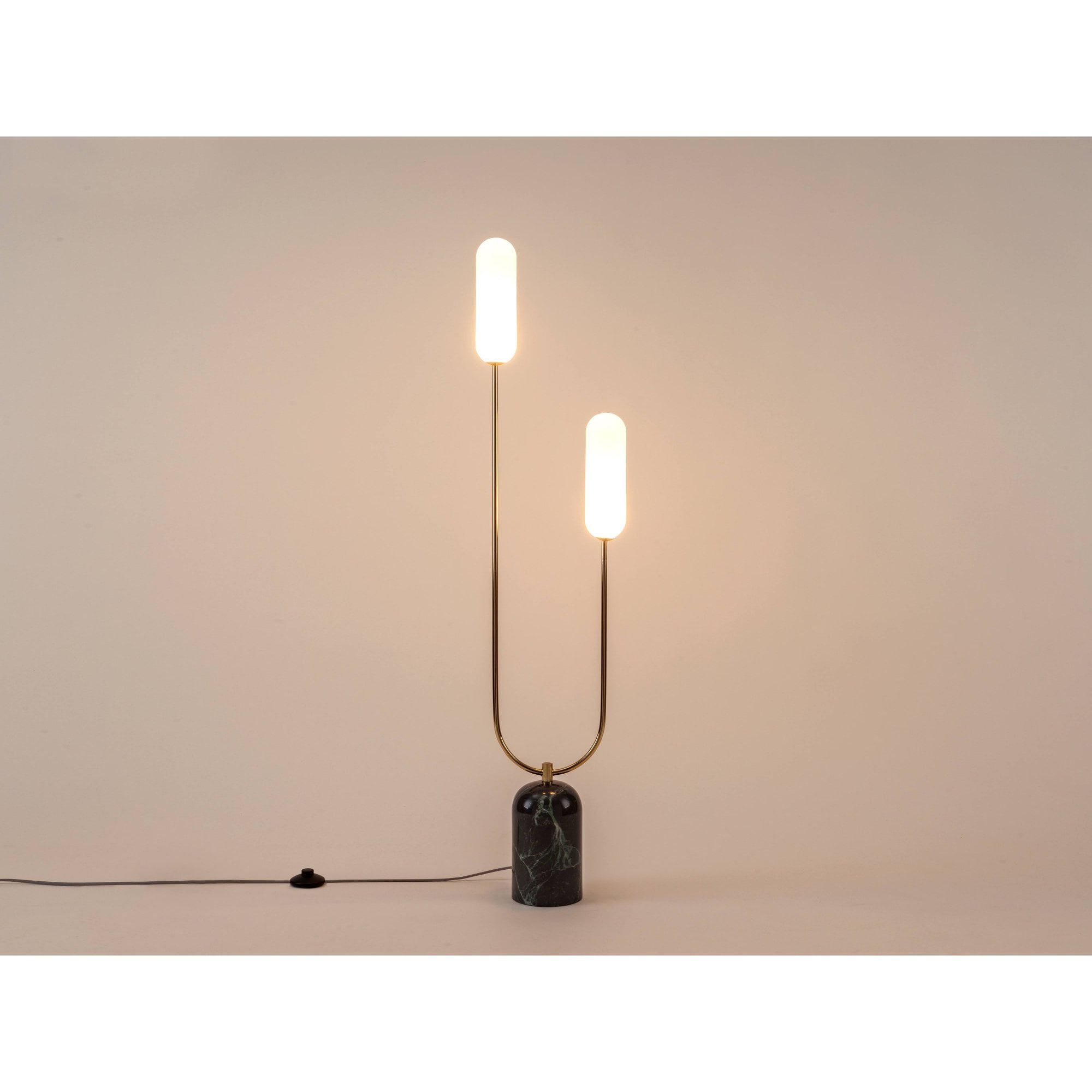 houseof. Marble Curve Floor Lamp - Brass & Green Marble