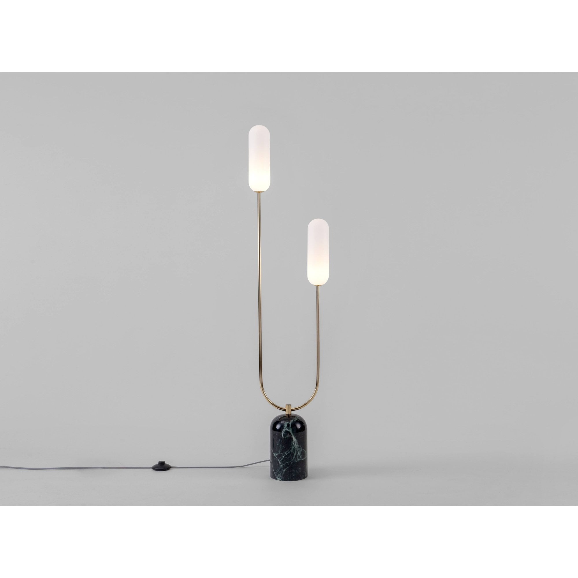 houseof. Marble Curve Floor Lamp - Brass & Green Marble