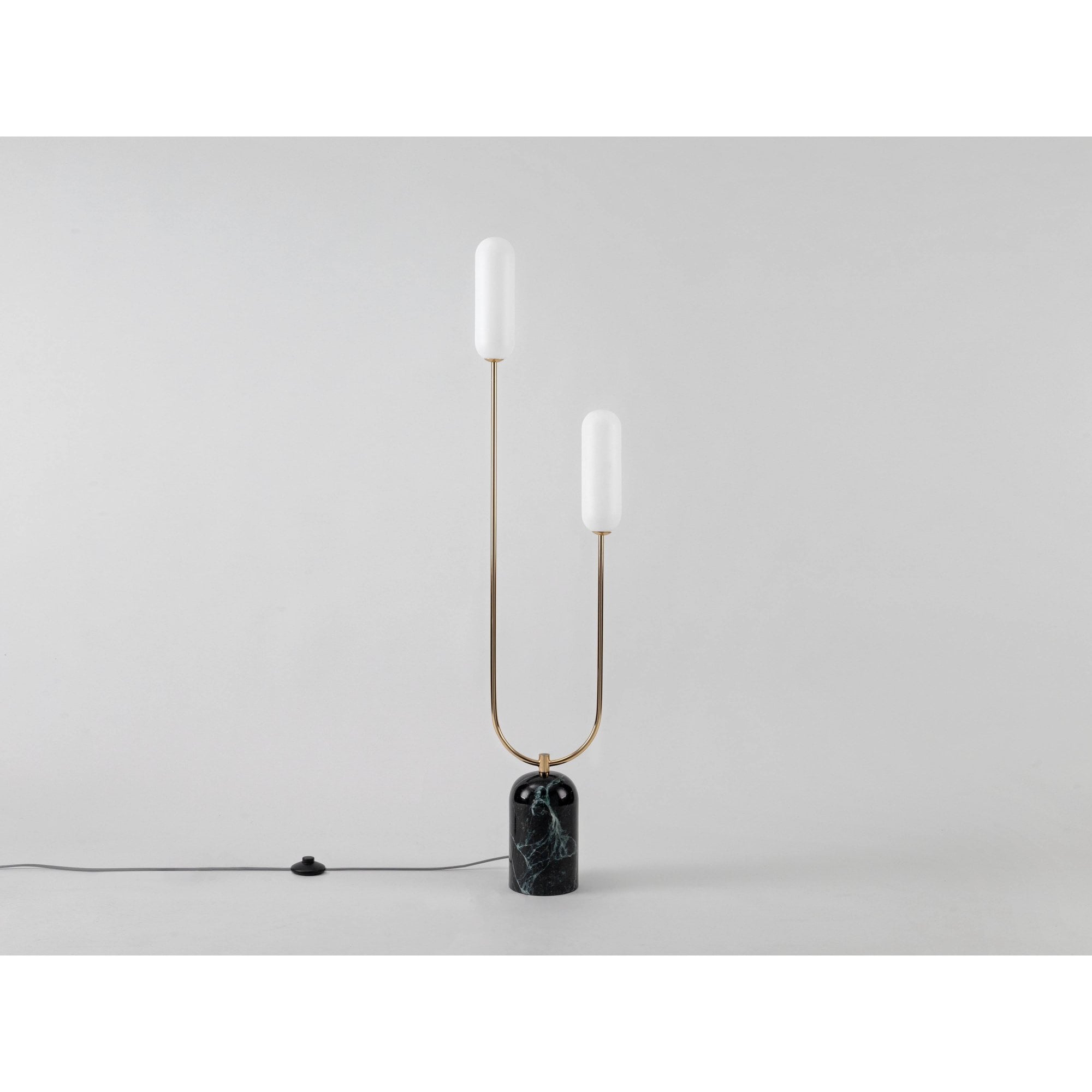 houseof. Marble Curve Floor Lamp - Brass & Green Marble
