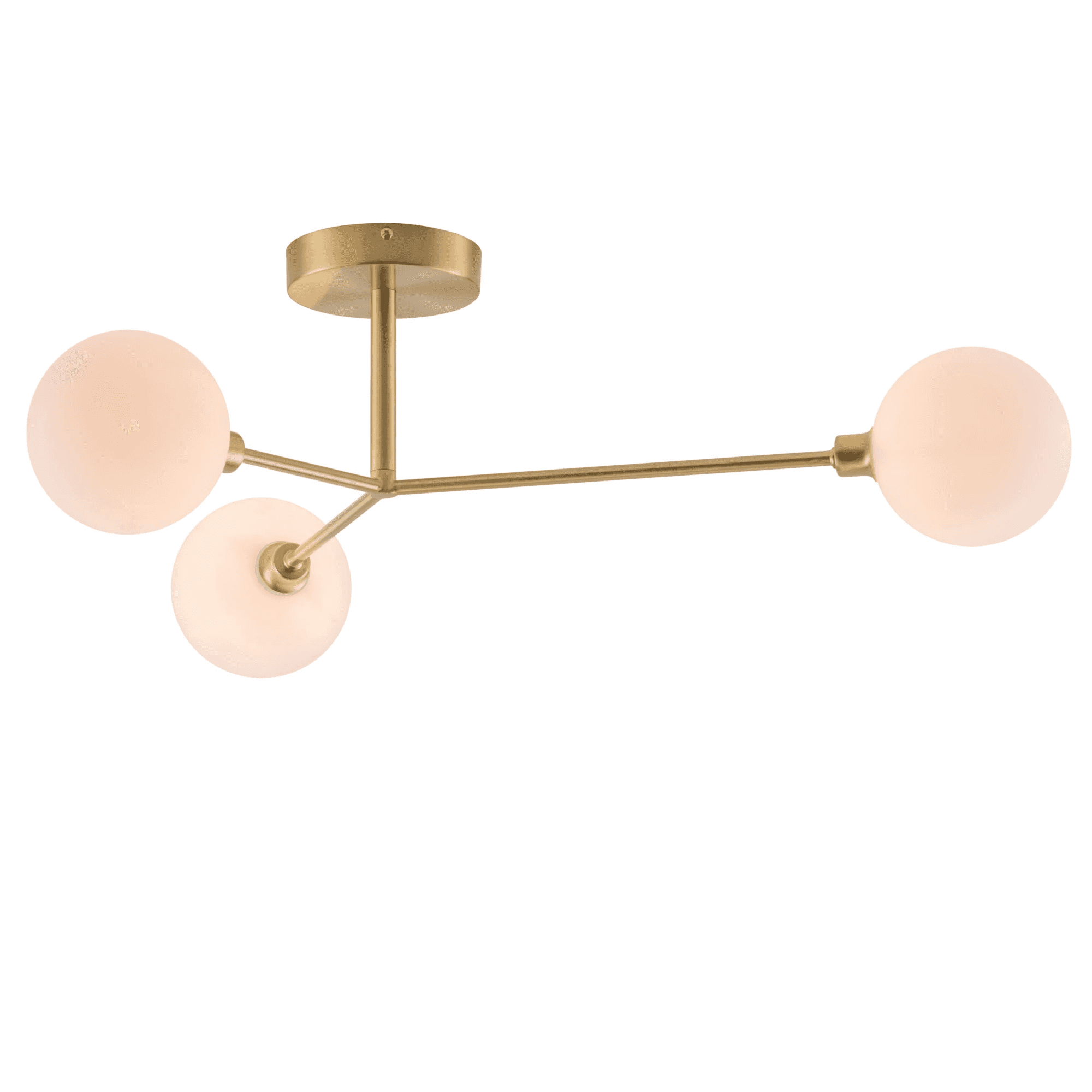 houseof. Flush 3 Light Ceiling Light - Brushed Brass