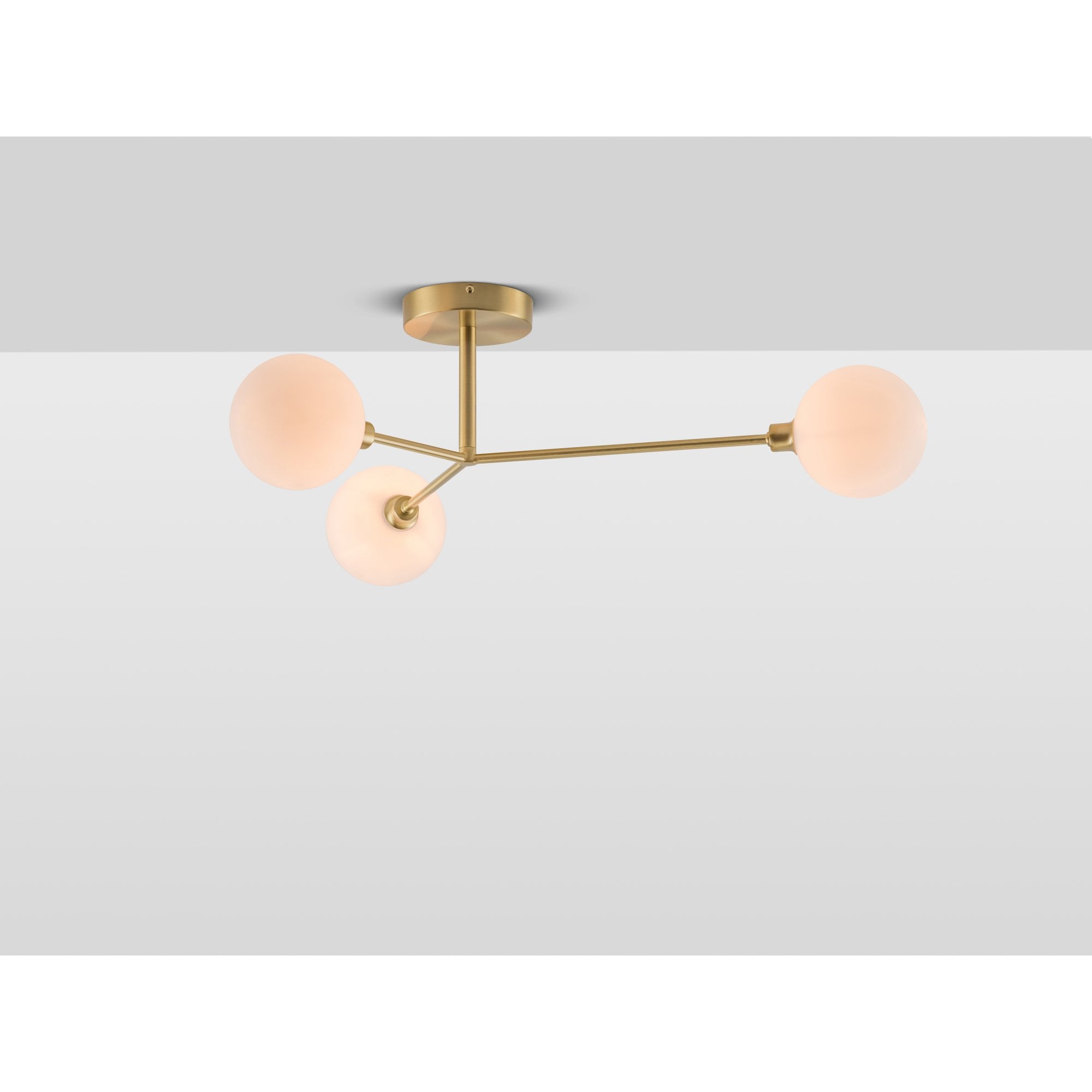 houseof. Flush 3 Light Ceiling Light - Brushed Brass