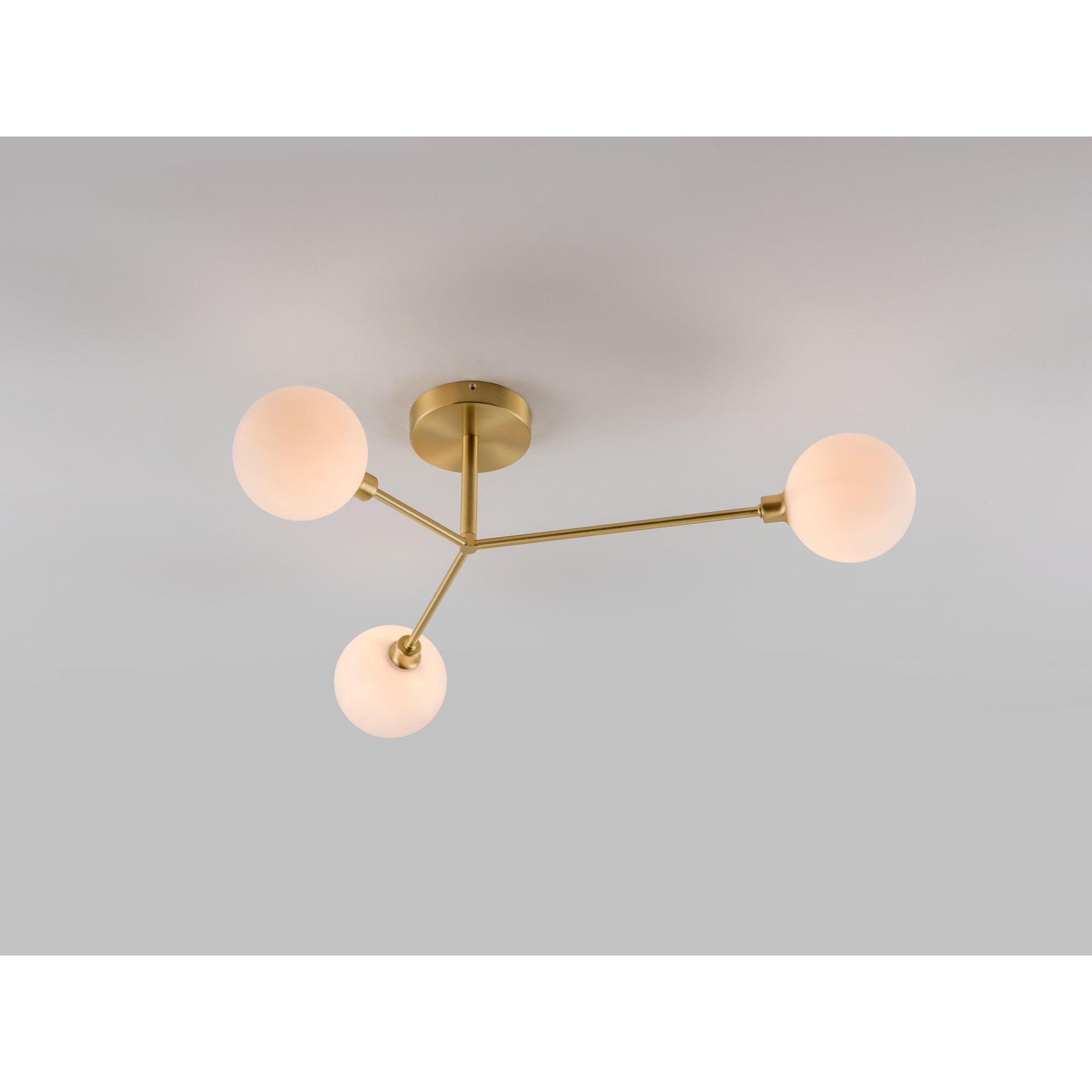 houseof. Flush 3 Light Ceiling Light - Brushed Brass