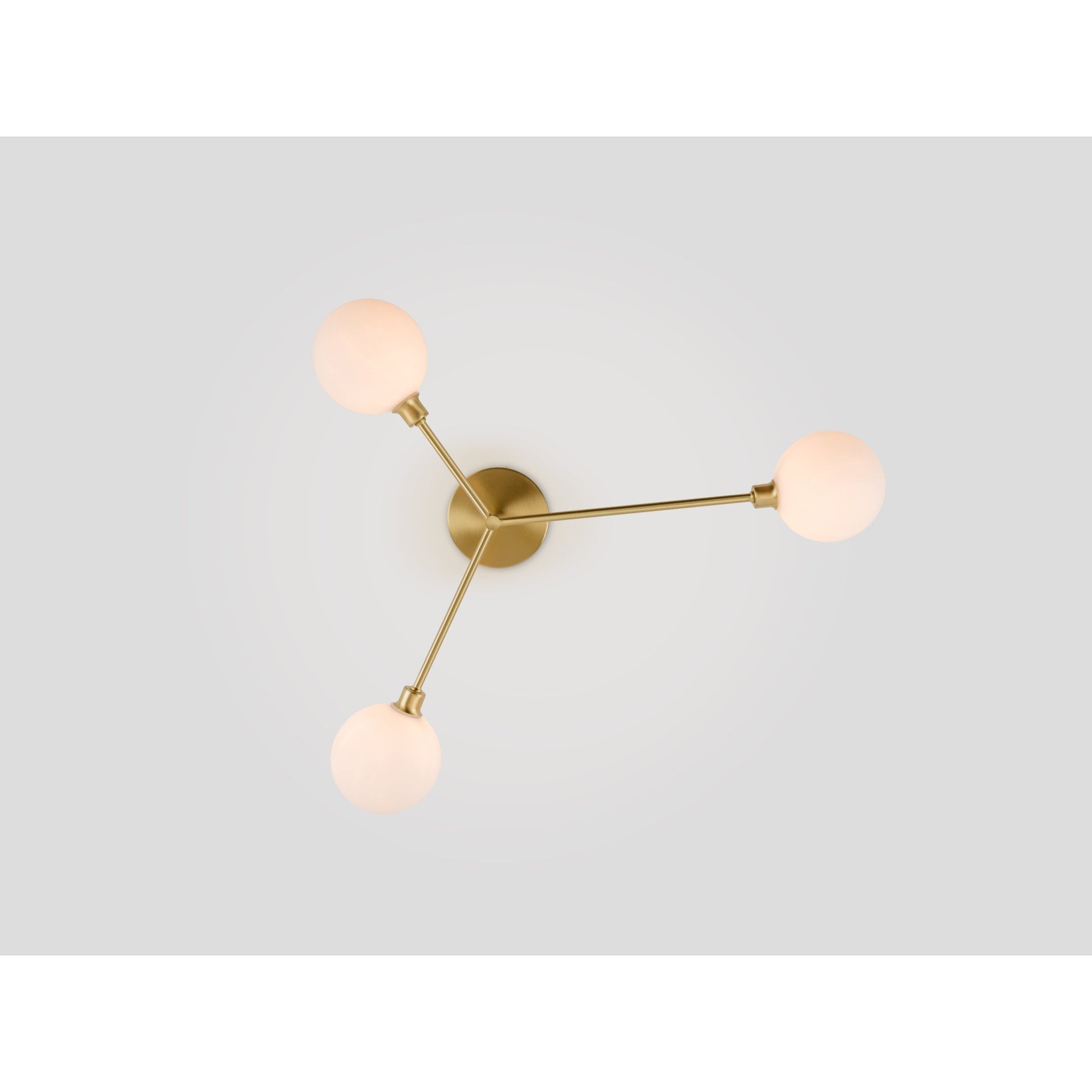 houseof. Flush 3 Light Ceiling Light - Brushed Brass