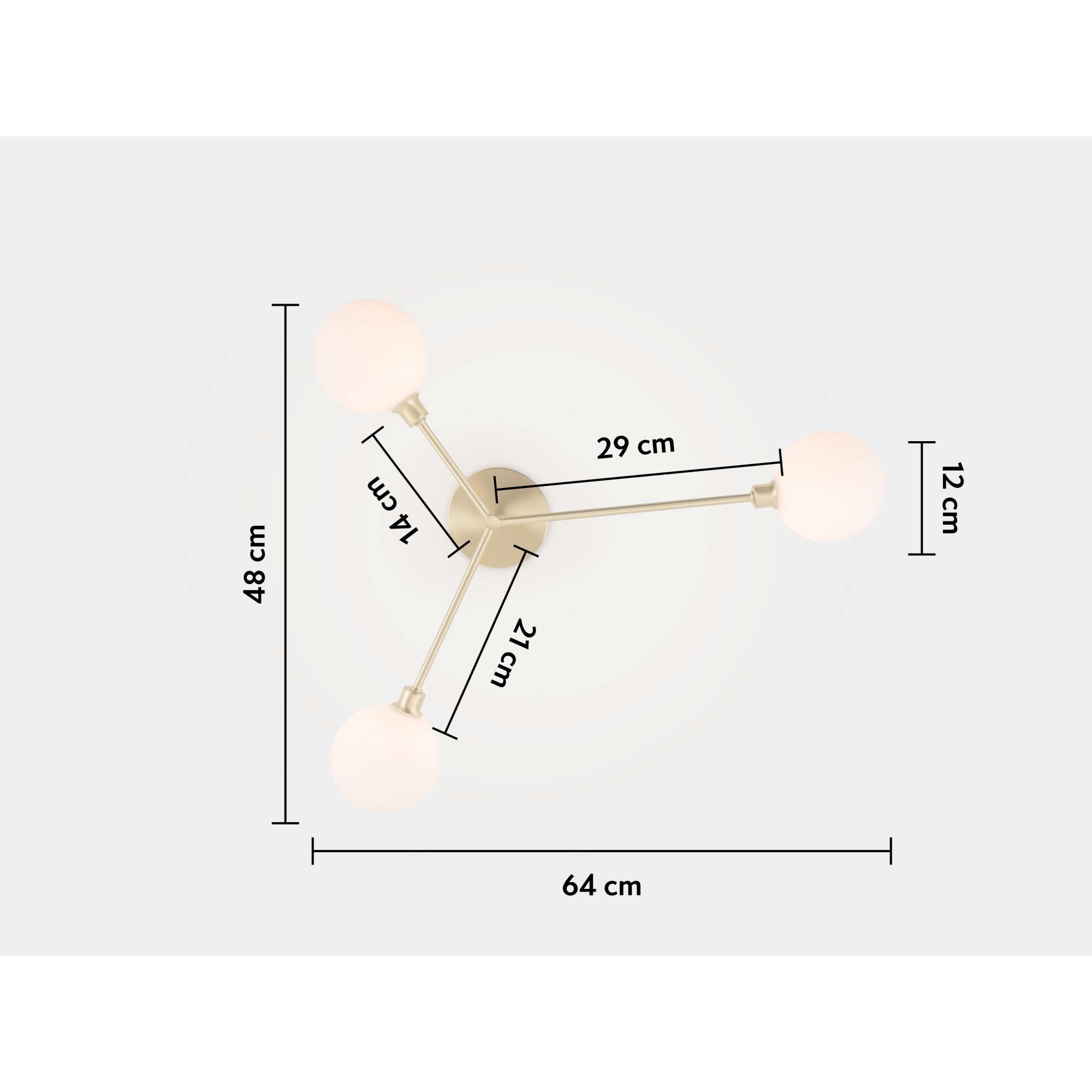 houseof. Flush 3 Light Ceiling Light - Brushed Brass