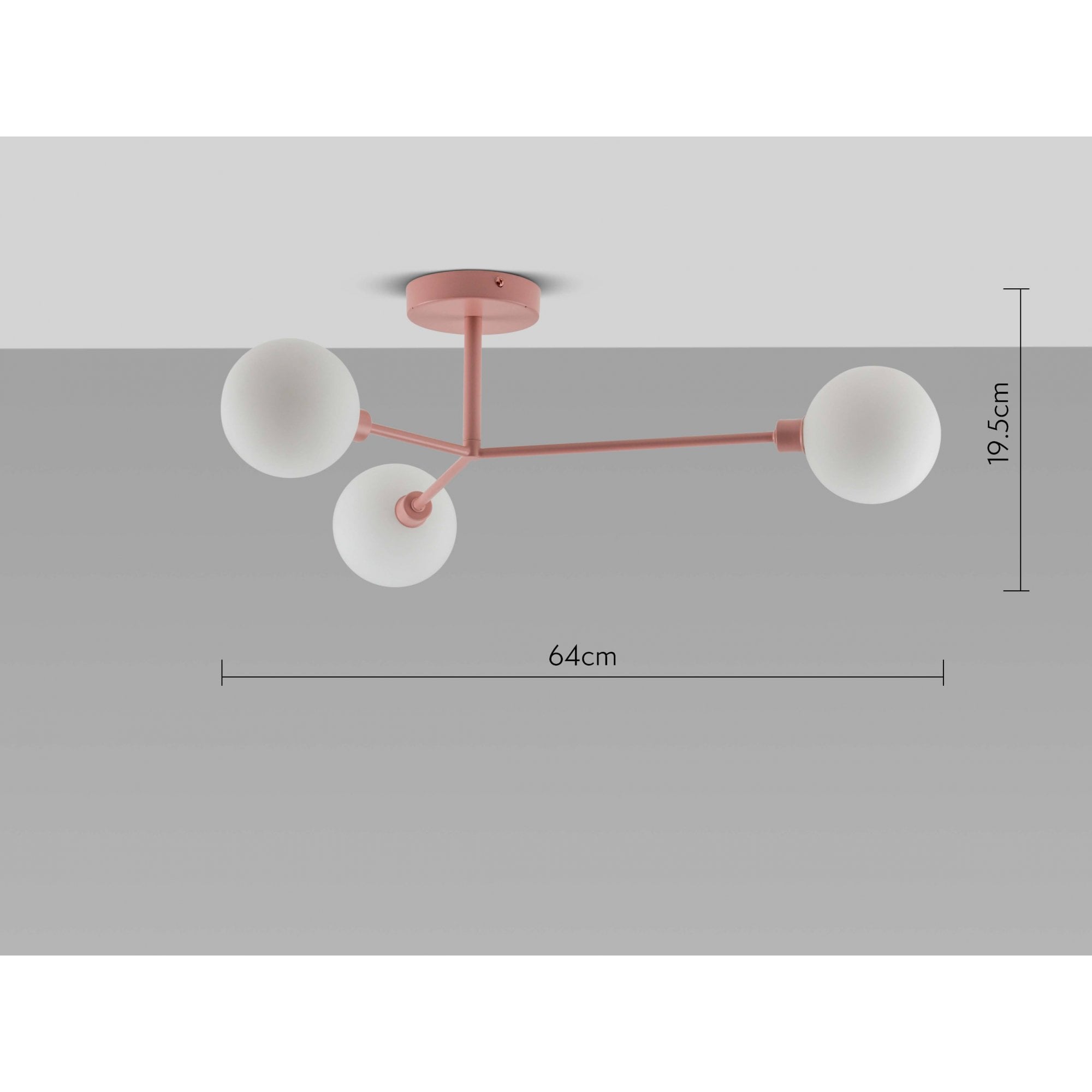 houseof. Flush 3 Light Ceiling Light - Pink