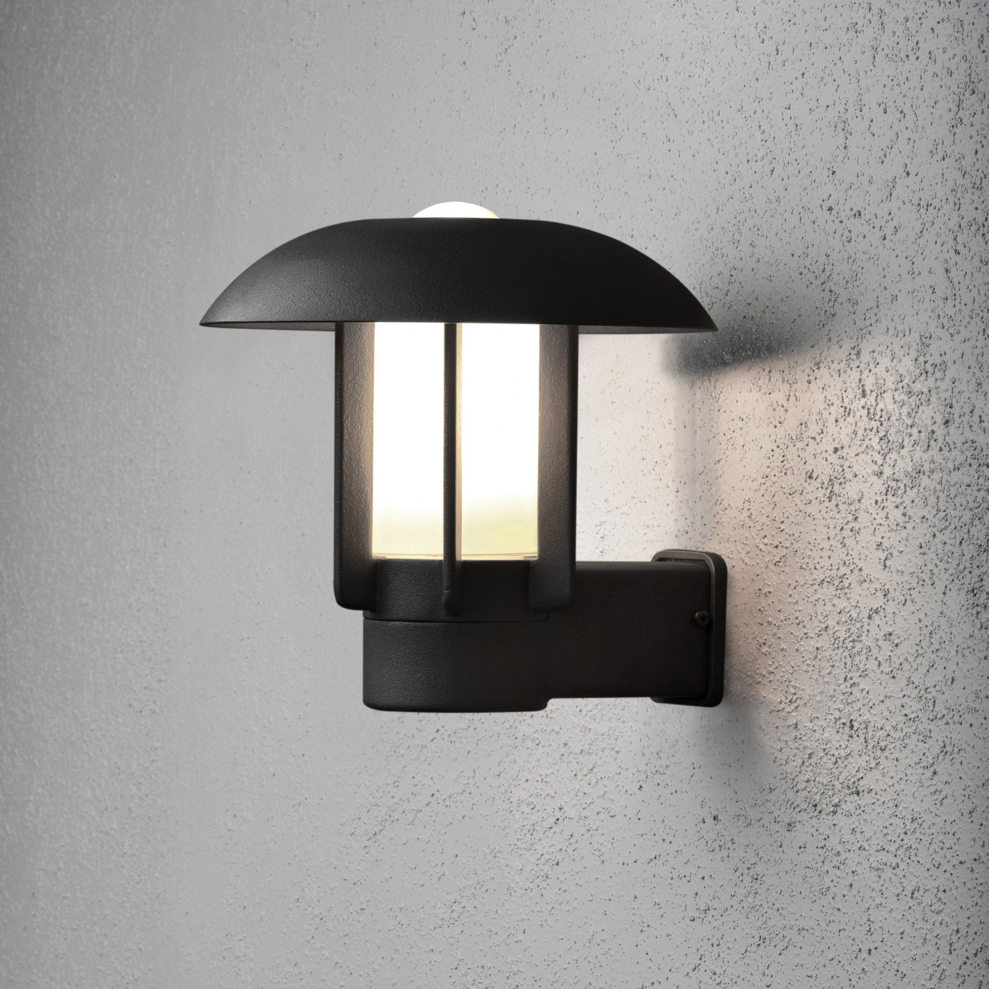 Konstsmide Heimdal Wall Light - Matt Black with Opal Glass