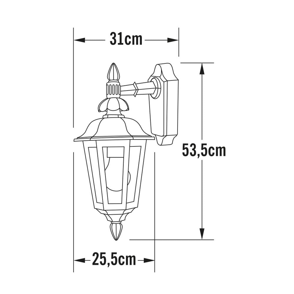Konstsmide Pallas Large Down Wall Light - Matt Black