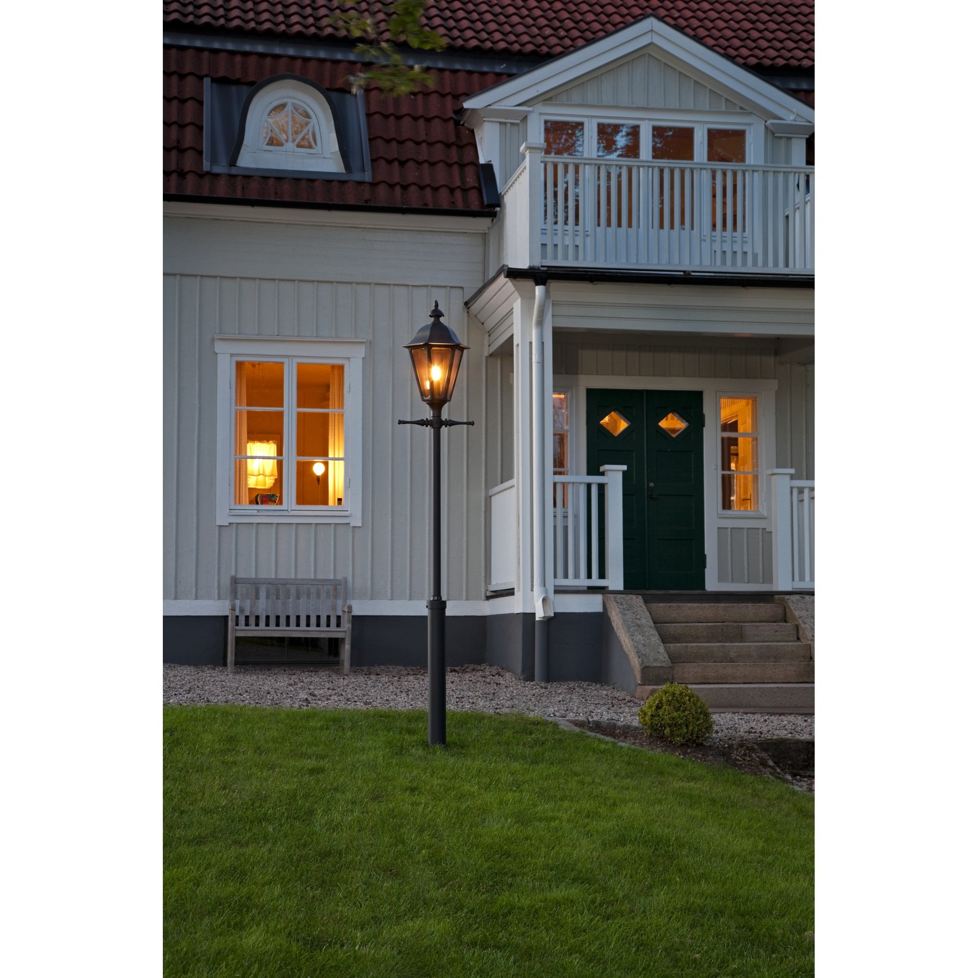 Konstsmide Pallas Lampost (With Taurus Column and Ladder Bracket) - Matt Black