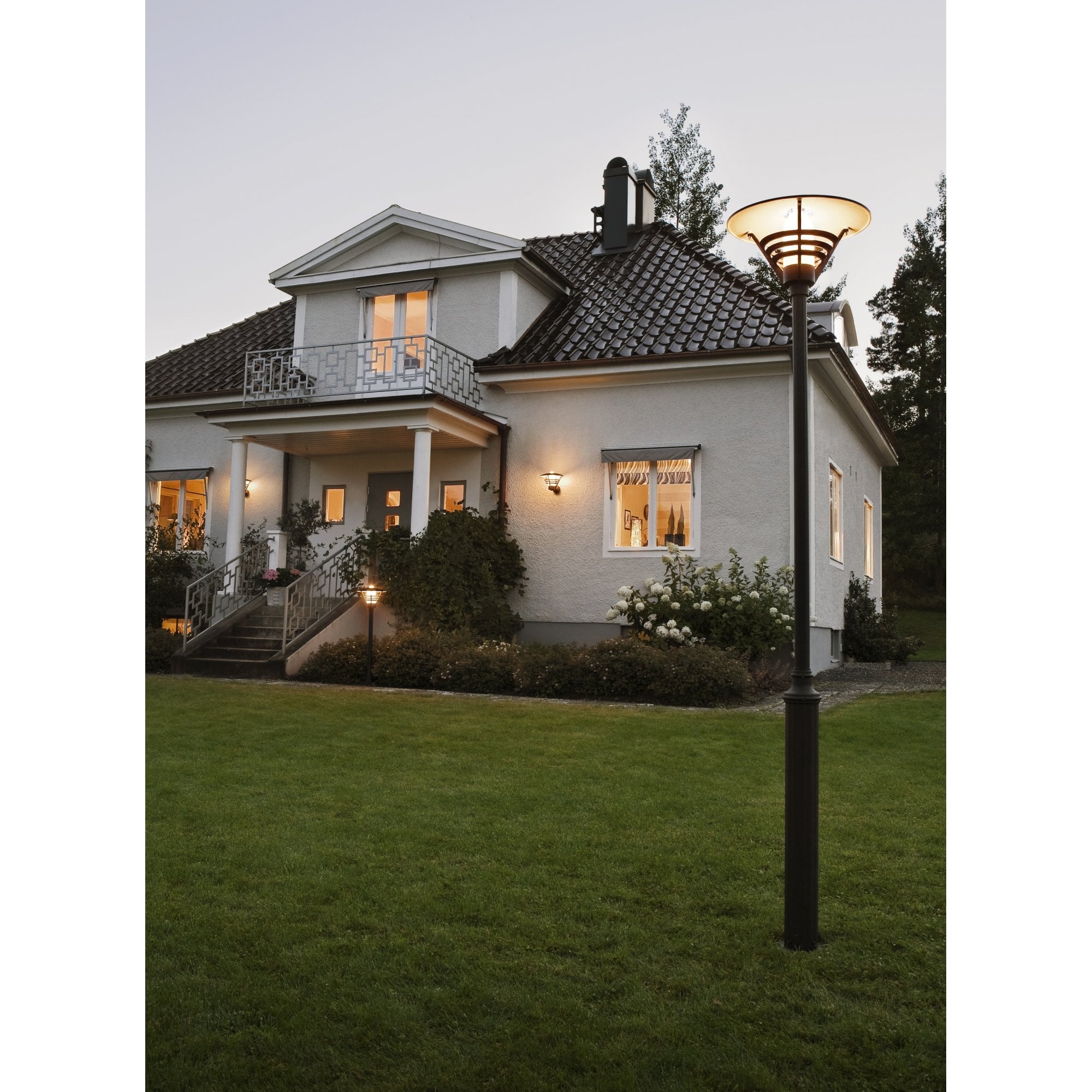 Konstsmide Gemini Lampost (With Draco Column) - Matt Black