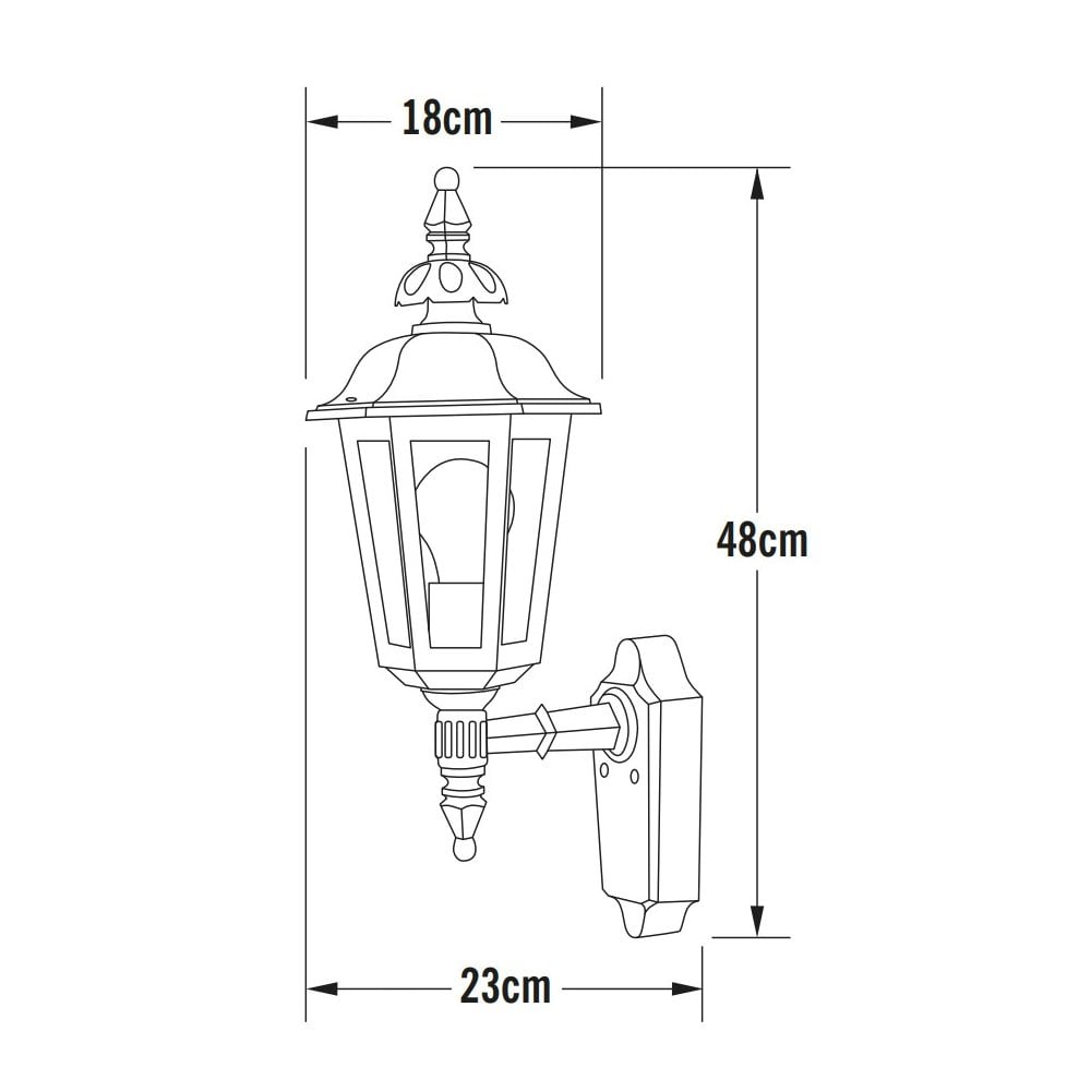 Konstsmide Pallas Small Up Wall Light - Matt Black