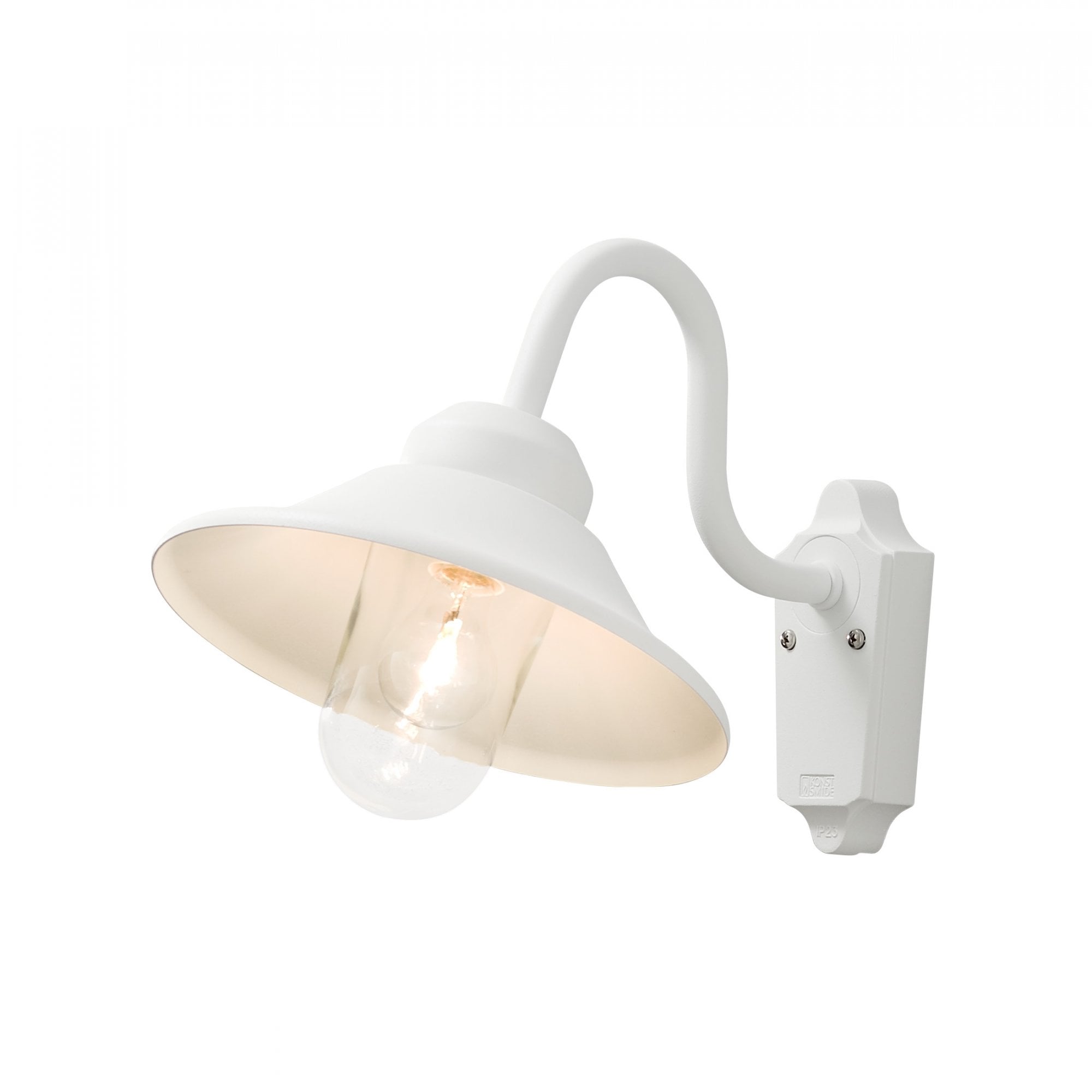Konstsmide Vega Hooded Wall Light - Curved Arm - Matt White