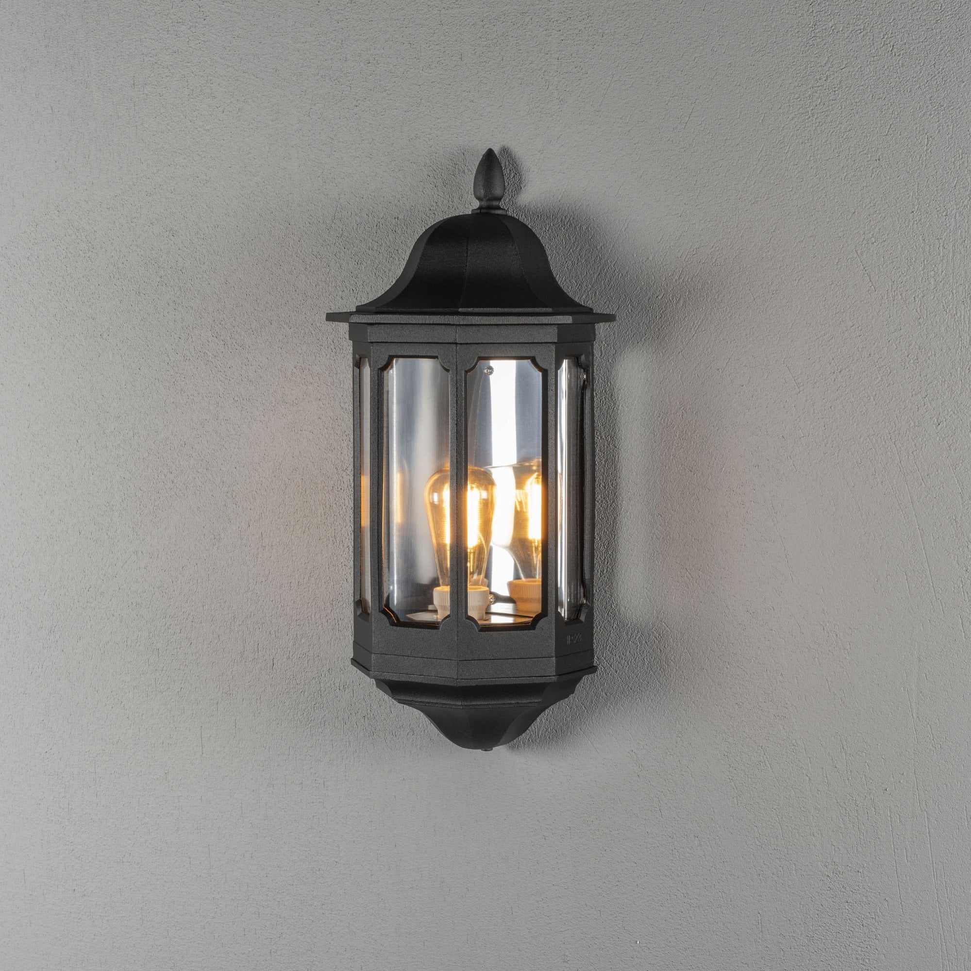 Konstsmide Pallas Flush Half Lantern - Matt Black
