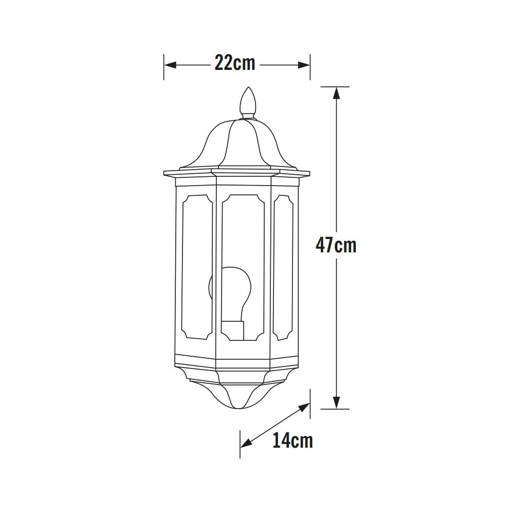 Konstsmide Pallas Flush Half Lantern - Matt Black