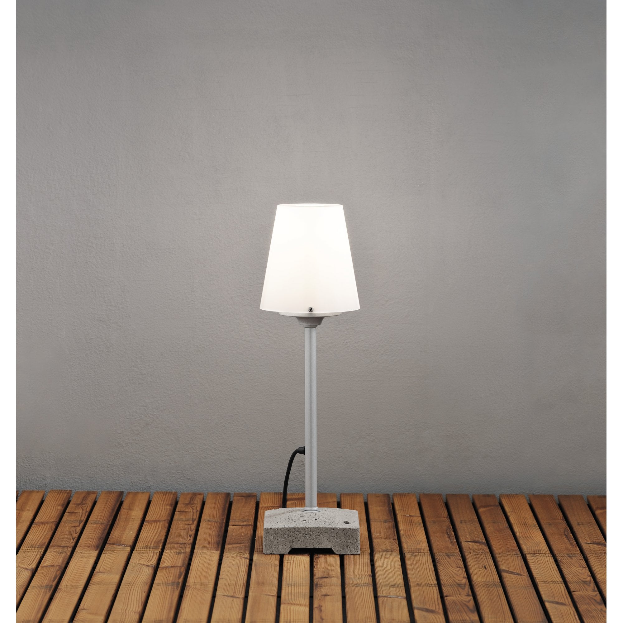 Konstsmide Lucca Table Lamp - Grey with Opal Shade