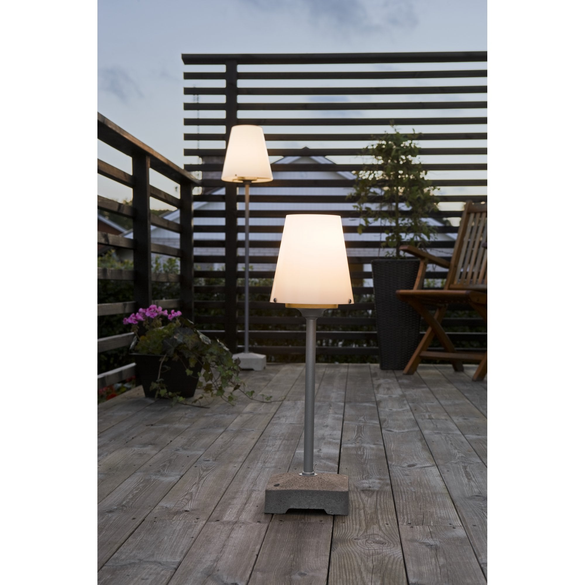 Konstsmide Lucca Table Lamp - Grey with Opal Shade