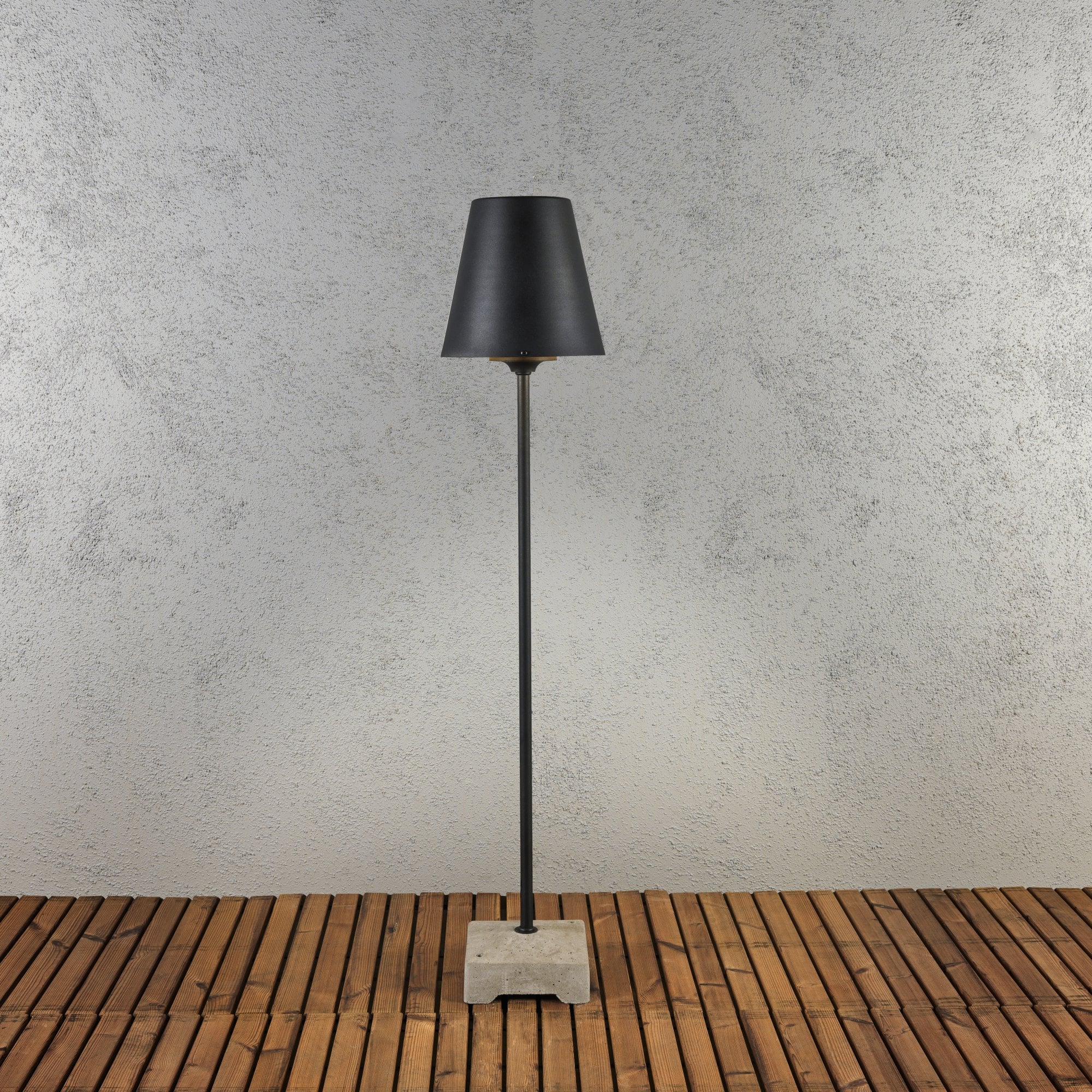 Konstsmide Lucca Floor Lamp - Matt Black with Metallic Shade
