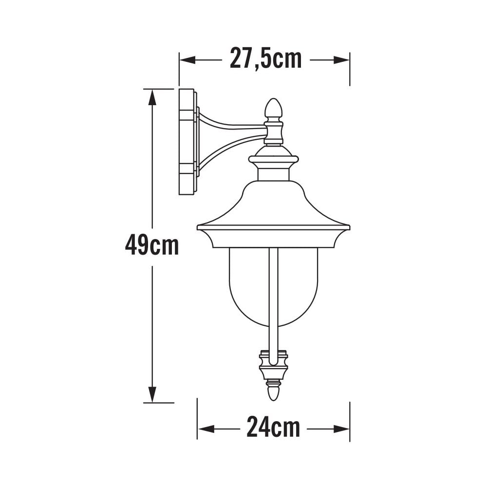 Konstsmide Parma Down Wall Lantern - Matt Black with Stainless Steel Hat