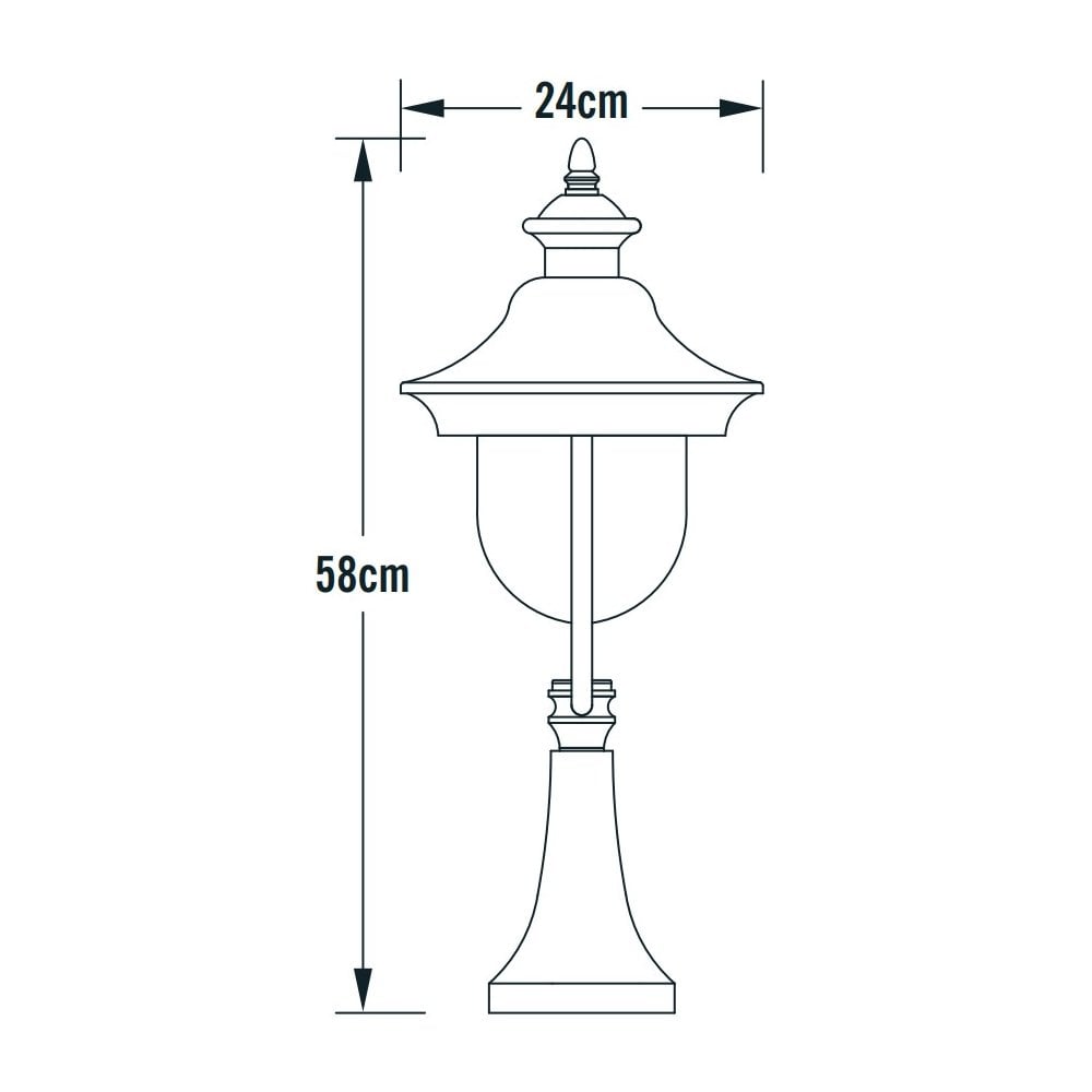 Konstsmide Parma Post Light - Matt Black with Stainless Steel Hat