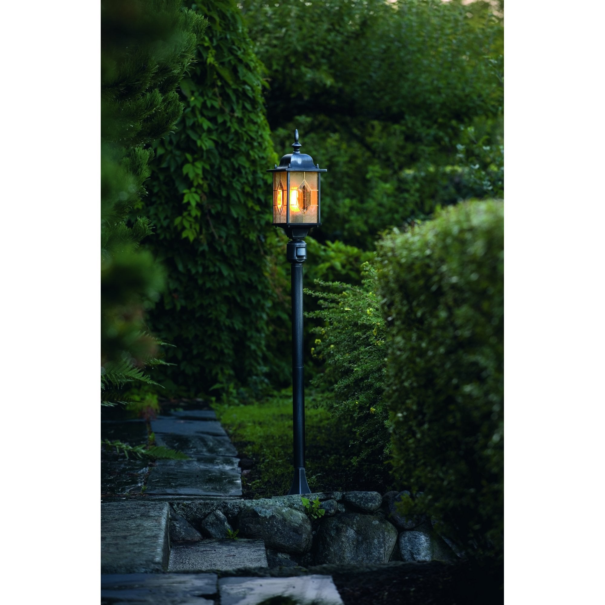 Konstsmide Milano Single Post Light with PIR - Black