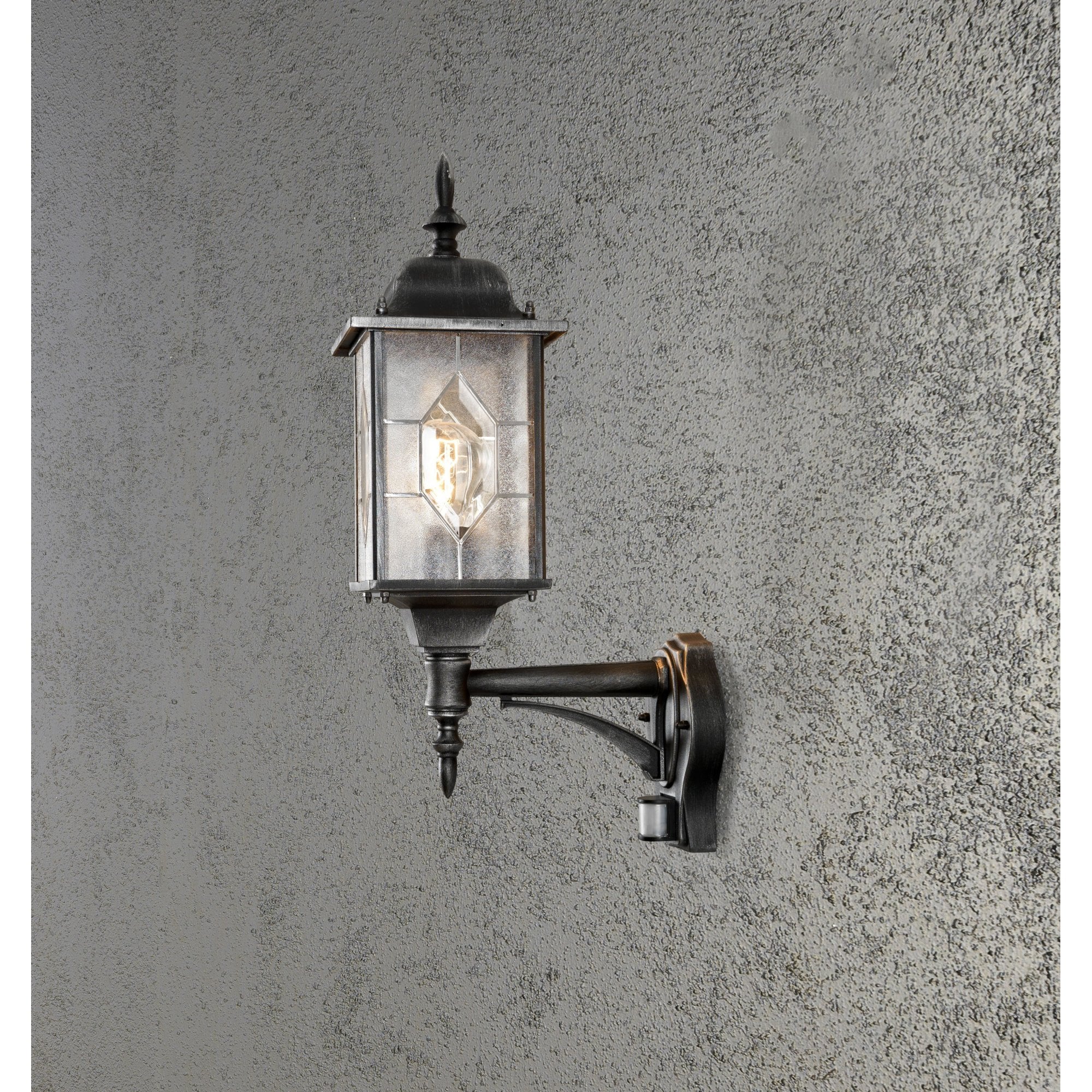Konstsmide Milano Up Wall Lantern with PIR - Matt Black