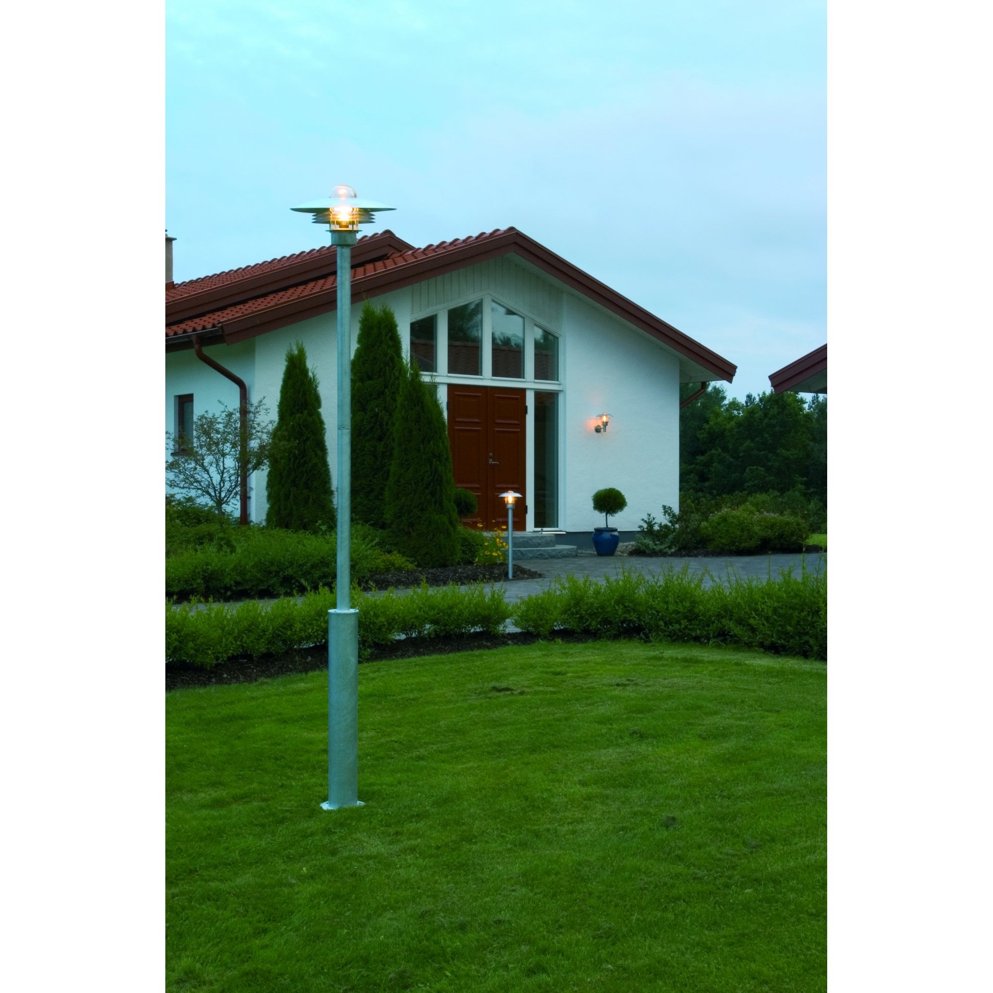 Konstsmide Modena Tall Louvre Wall Lantern - Galvanised Steel