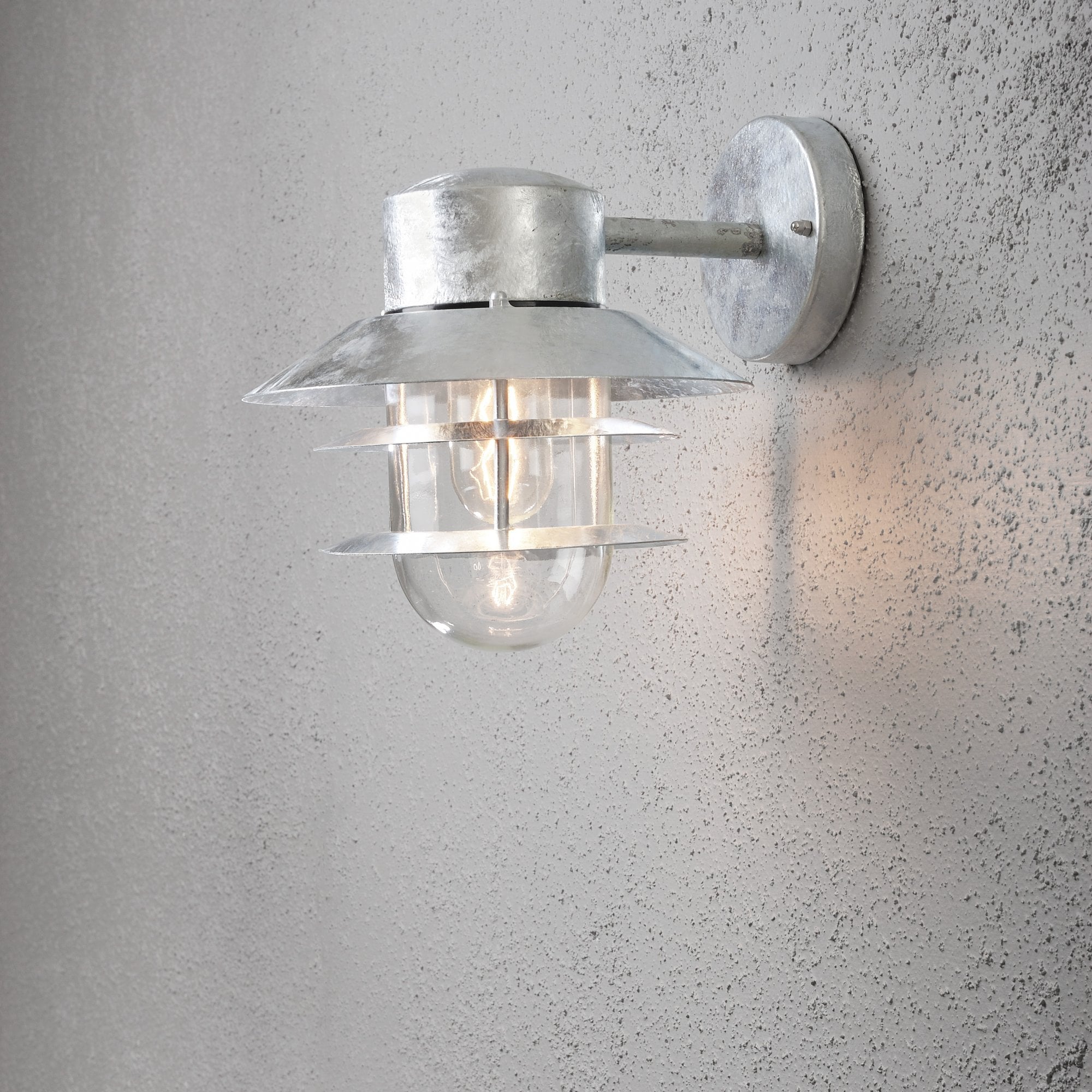 Konstsmide Modena Down Wall Lantern - Galvanised Steel